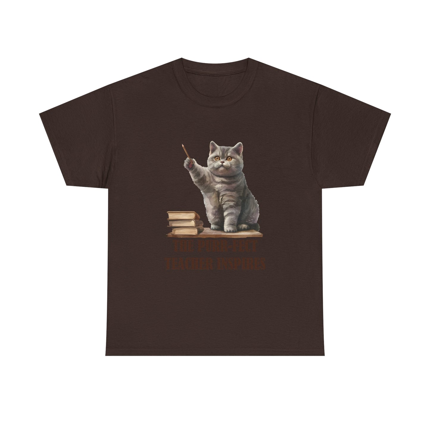 Teacher Cat T-Shirt — "The Purr-fect Teacher Inspires" Cute Gift for Educators