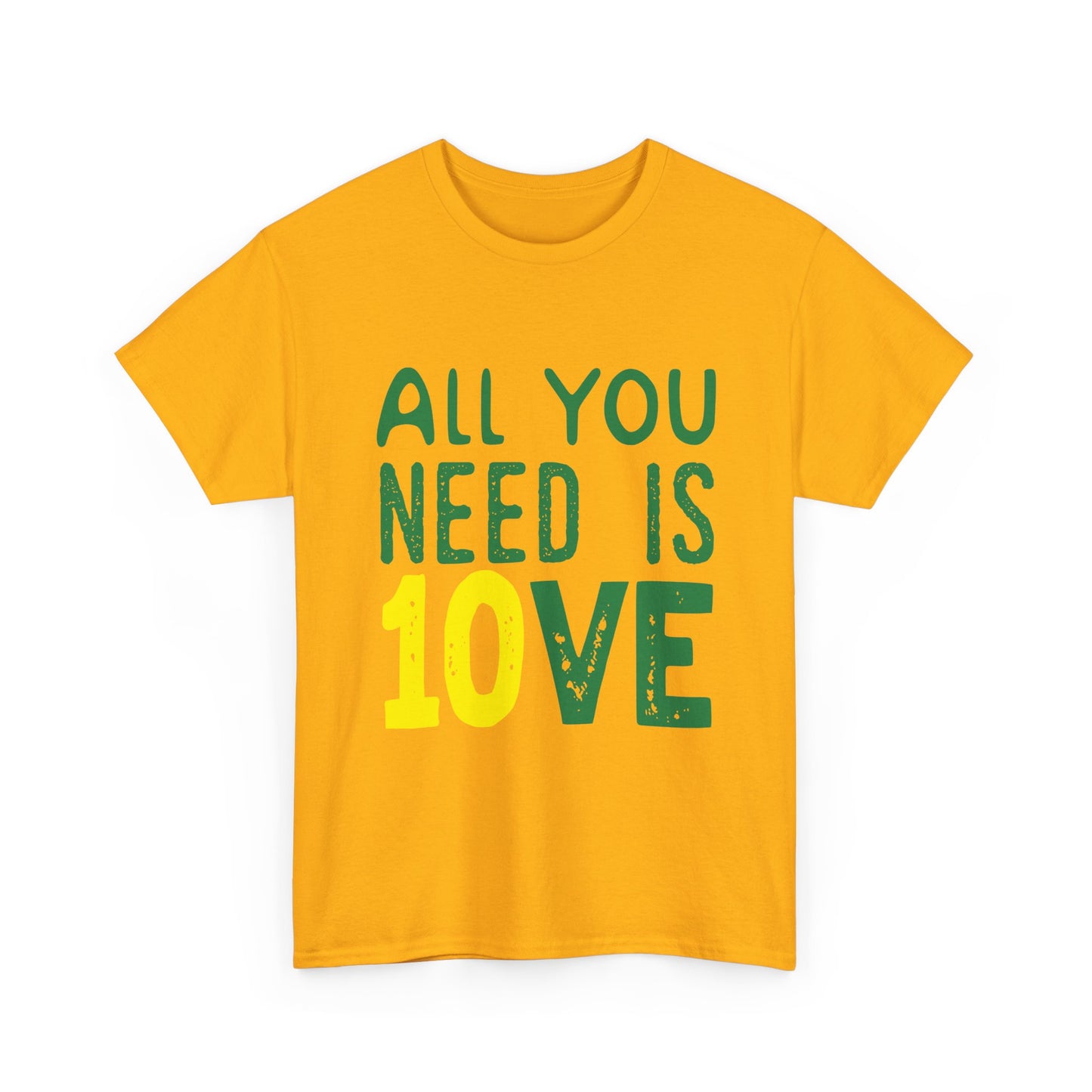 T-Shirt — "All You Need Is 10VE" Retro Green & Yellow Love Tee