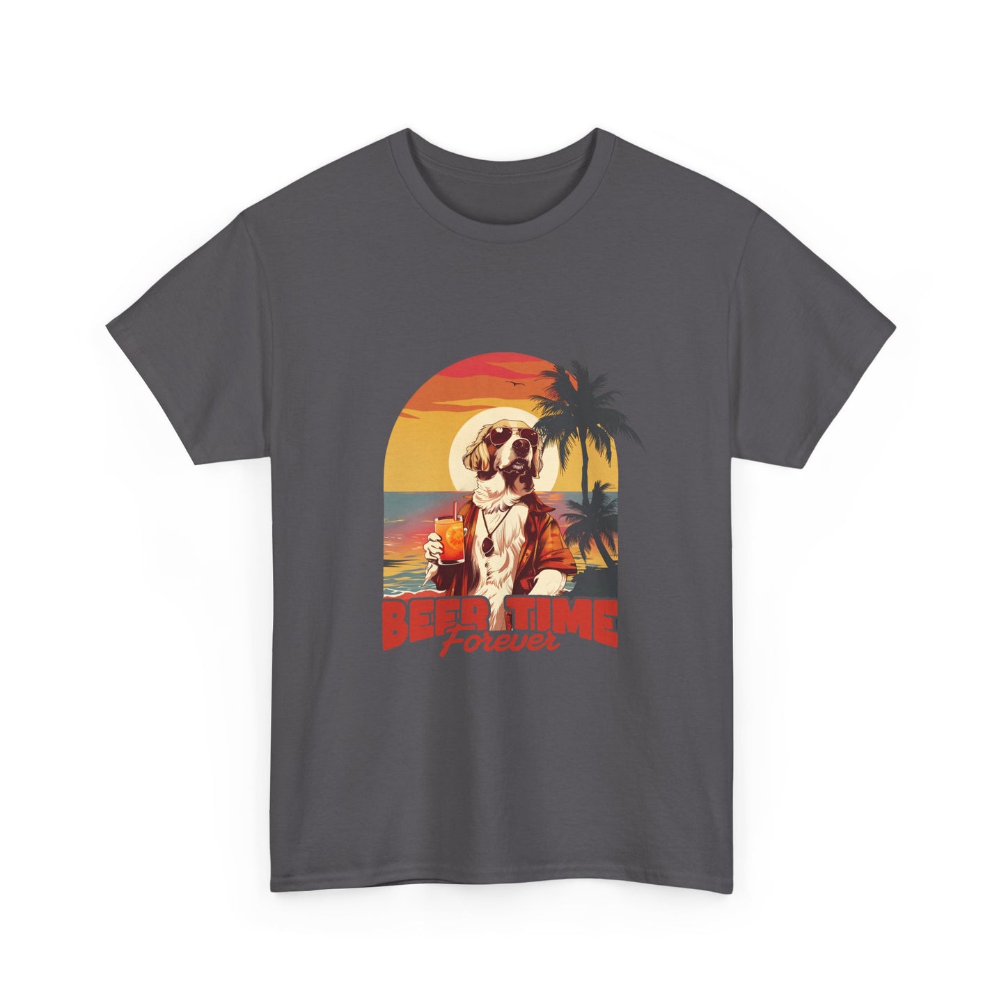 Beer Time Forever T-Shirt — Retro Beach Dog Vacation Tee