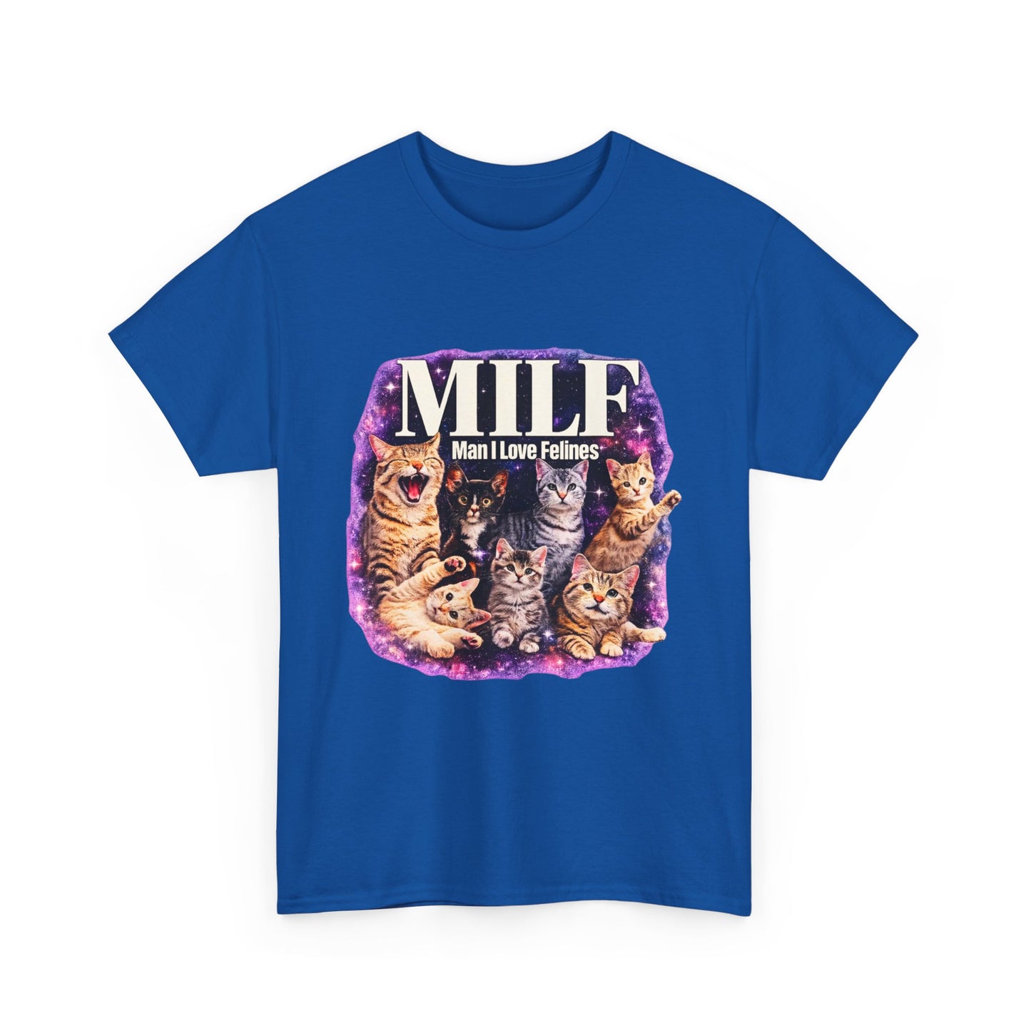 Cat Lover Tee — "MILE: Man I Love Felines" Graphic T-Shirt
