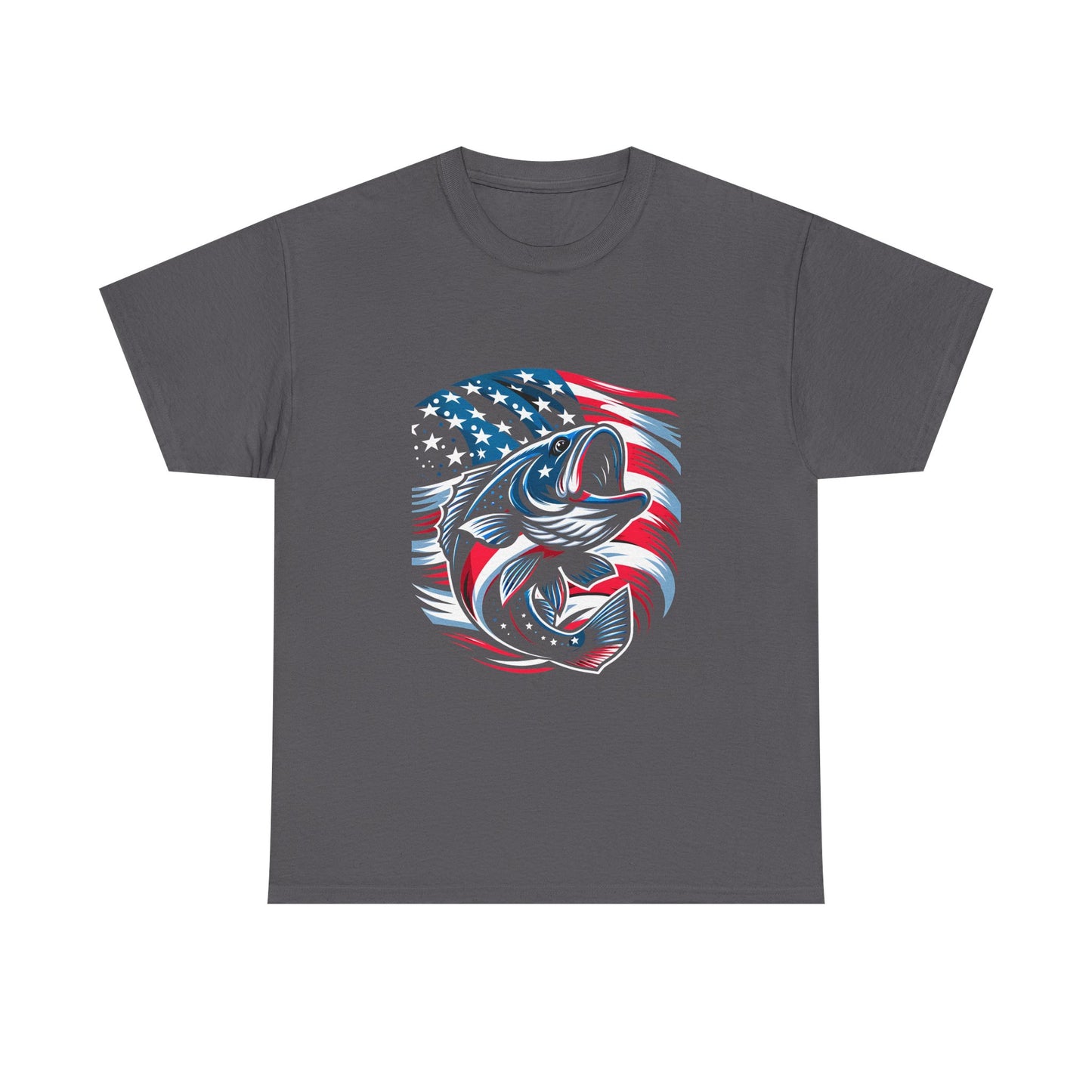 Fishing Bass T-Shirt with American Flag — Patriotic Angler Tee