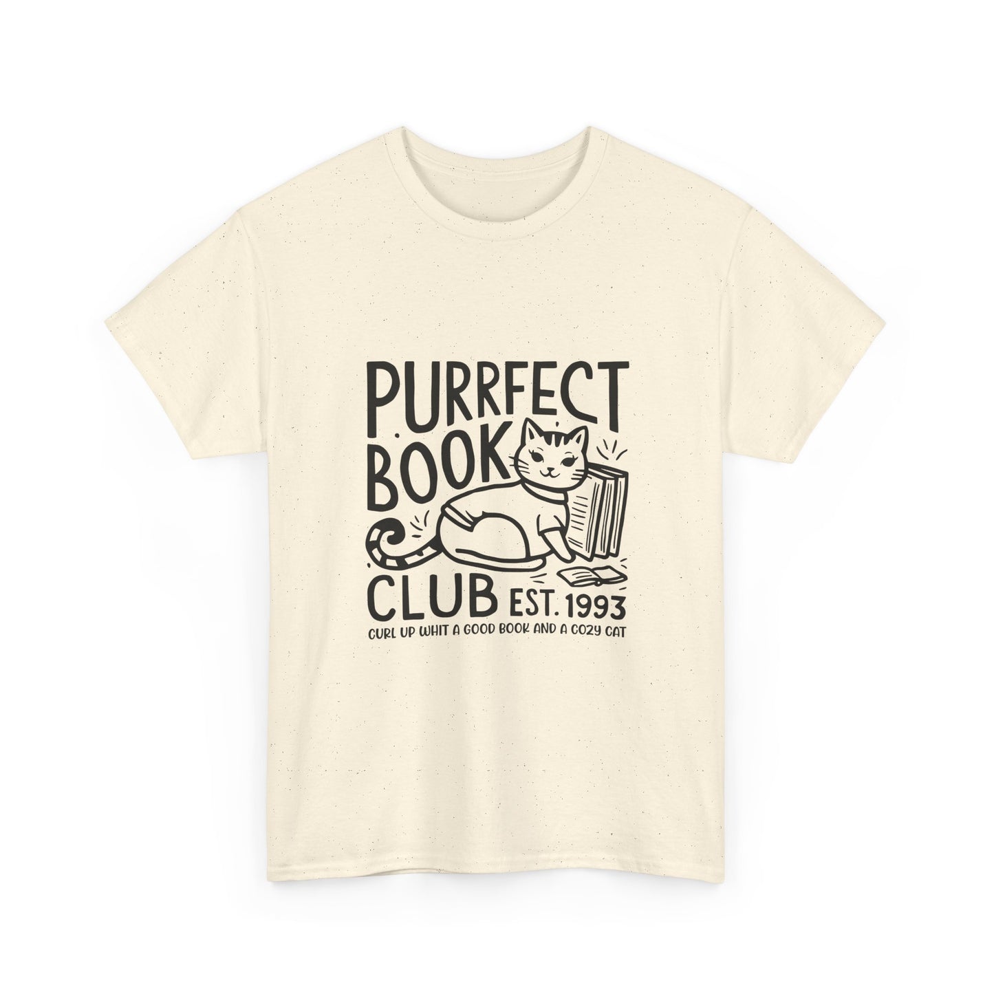 Purrfect Book Club T-Shirt — Cute Cat & Books Graphic Tee for Readers