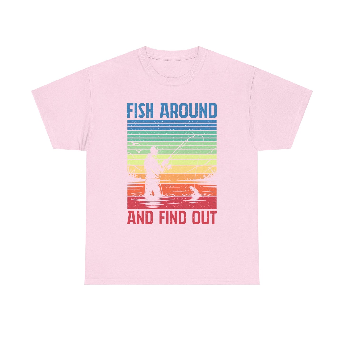 Fishing T-Shirt - "Fish Around and Find Out" Retro Sunset Angler Tee