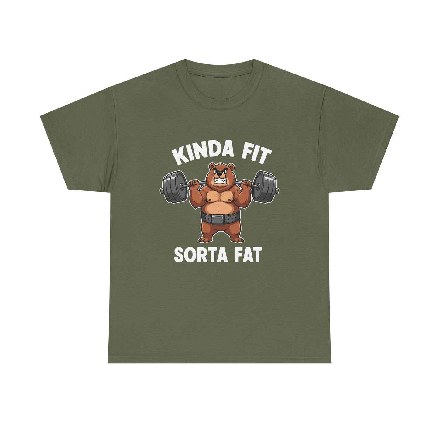 Kinda Fit Sorta Fat T-Shirt — Funny Bear Weightlifting Gym Tee