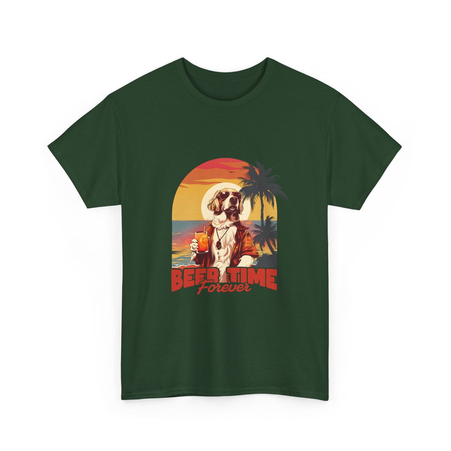 Beer Time Forever T-Shirt — Retro Beach Dog Vacation Tee