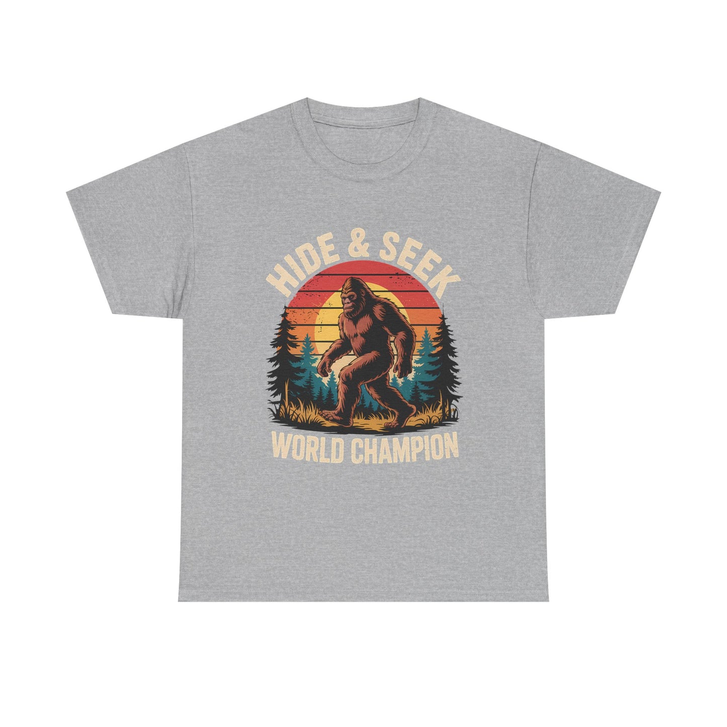 Hide & Seek World Champion T-Shirt — Funny Bigfoot Sasquatch Graphic Tee
