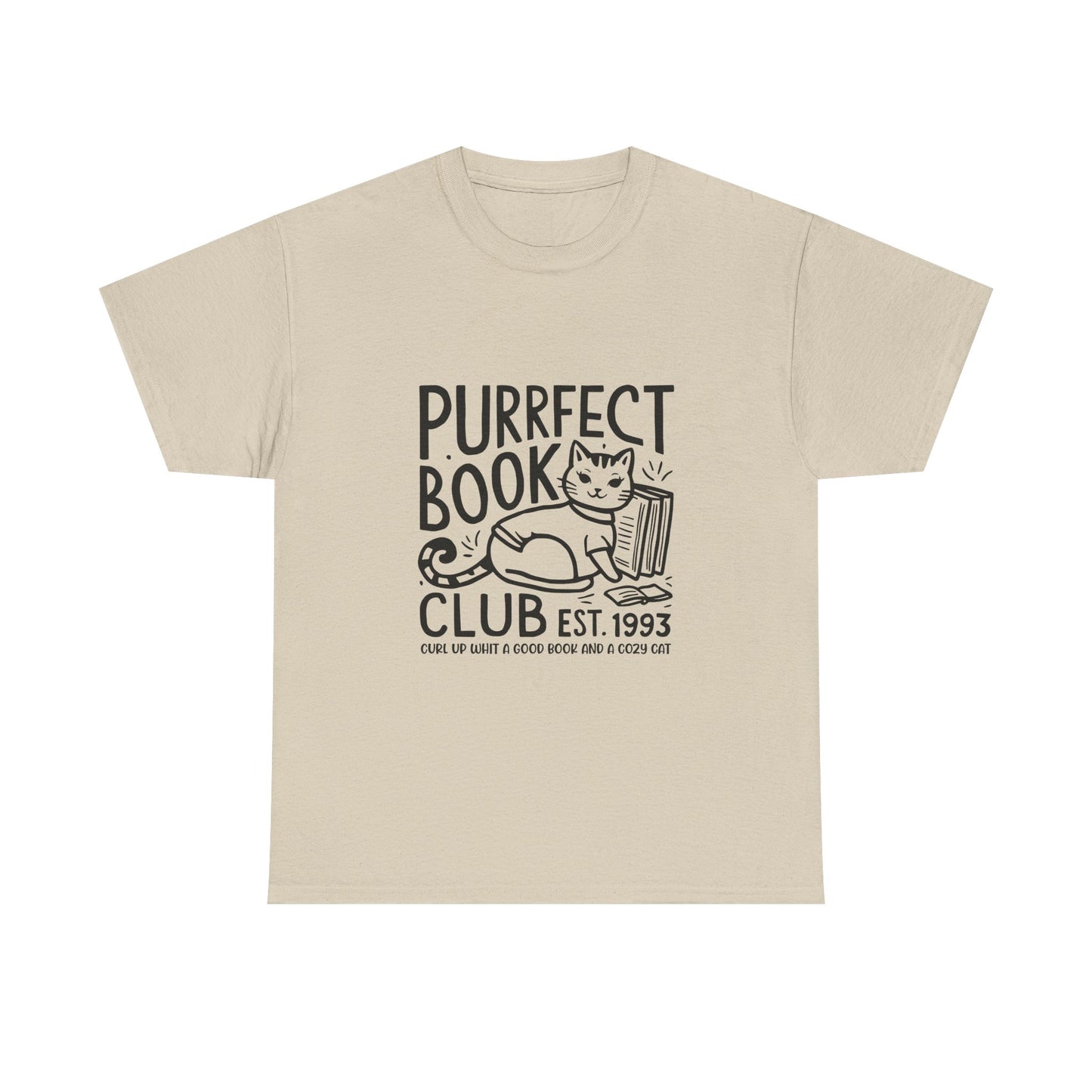 Purrfect Book Club T-Shirt — Cute Cat & Books Graphic Tee for Readers