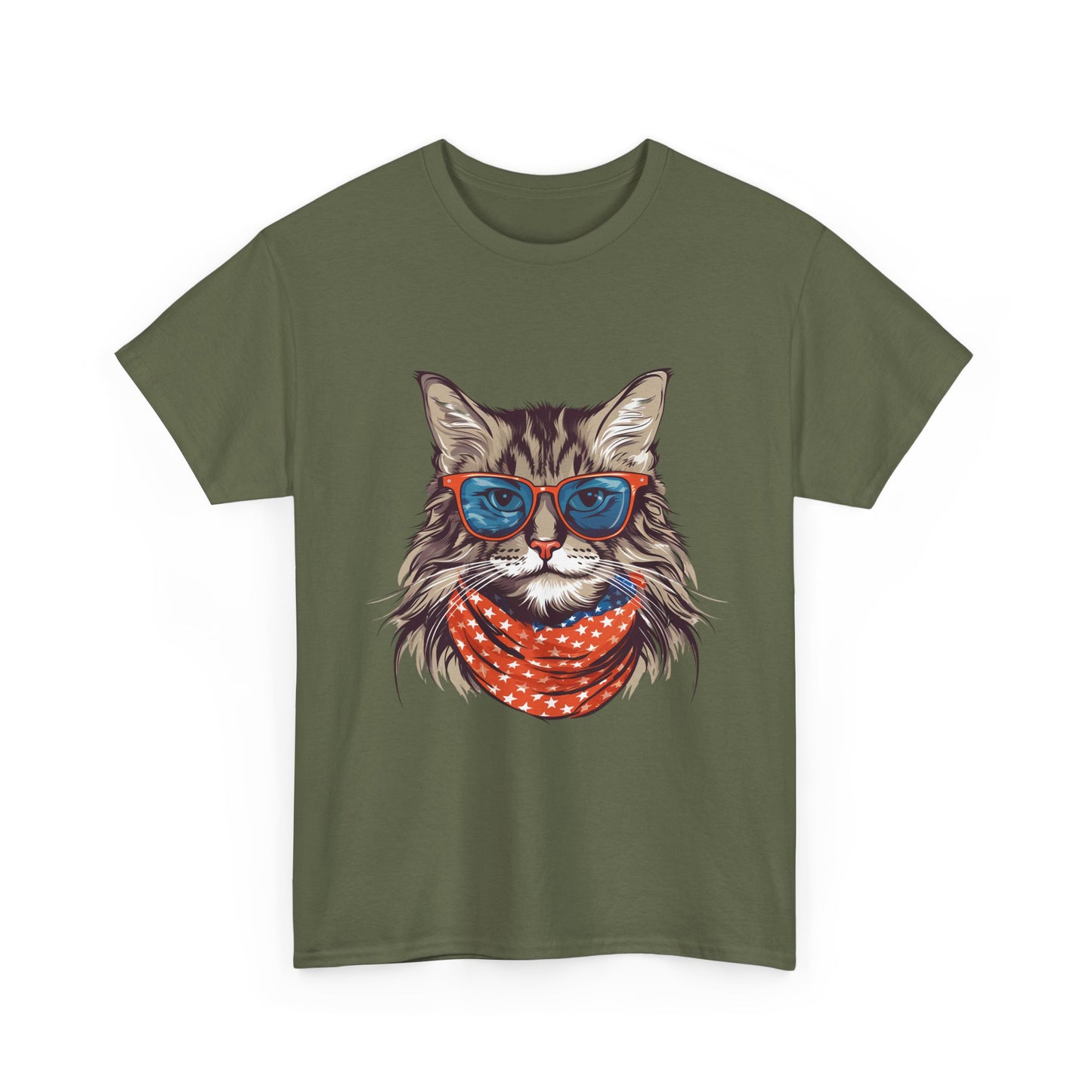 Cat with Sunglasses & Bandana T-Shirt — Cool Retro Cat Graphic Tee