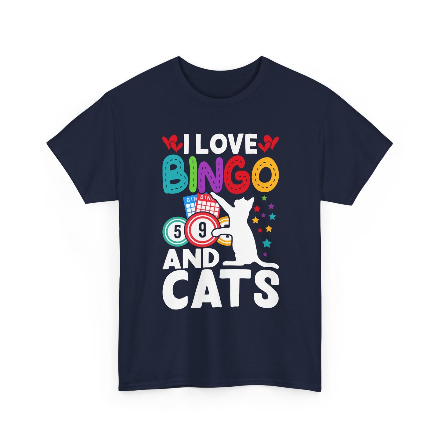 I Love Bingo and Cats T-Shirt — Funny Cat Lover Bingo Tee
