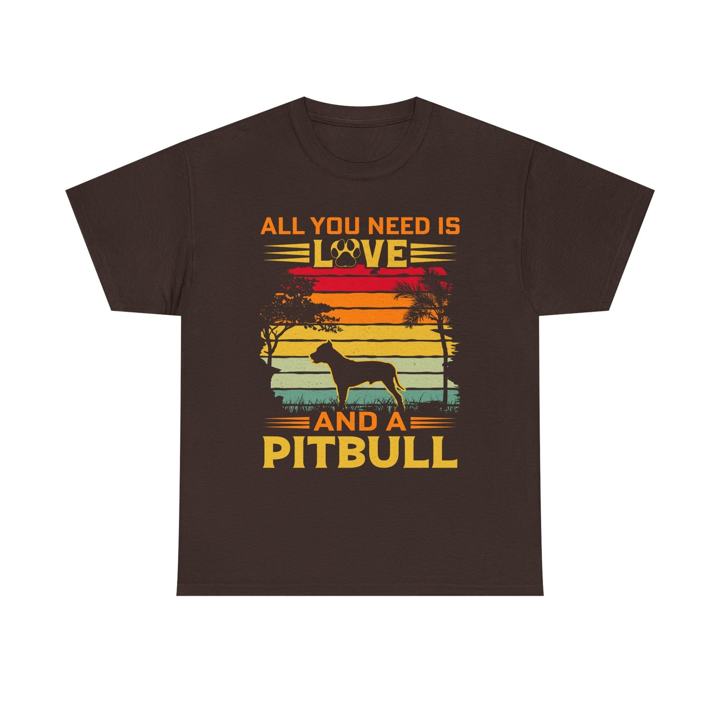 Pitbull T-Shirt – "All You Need Is Love and a Pitbull" Vintage Sunset Tee