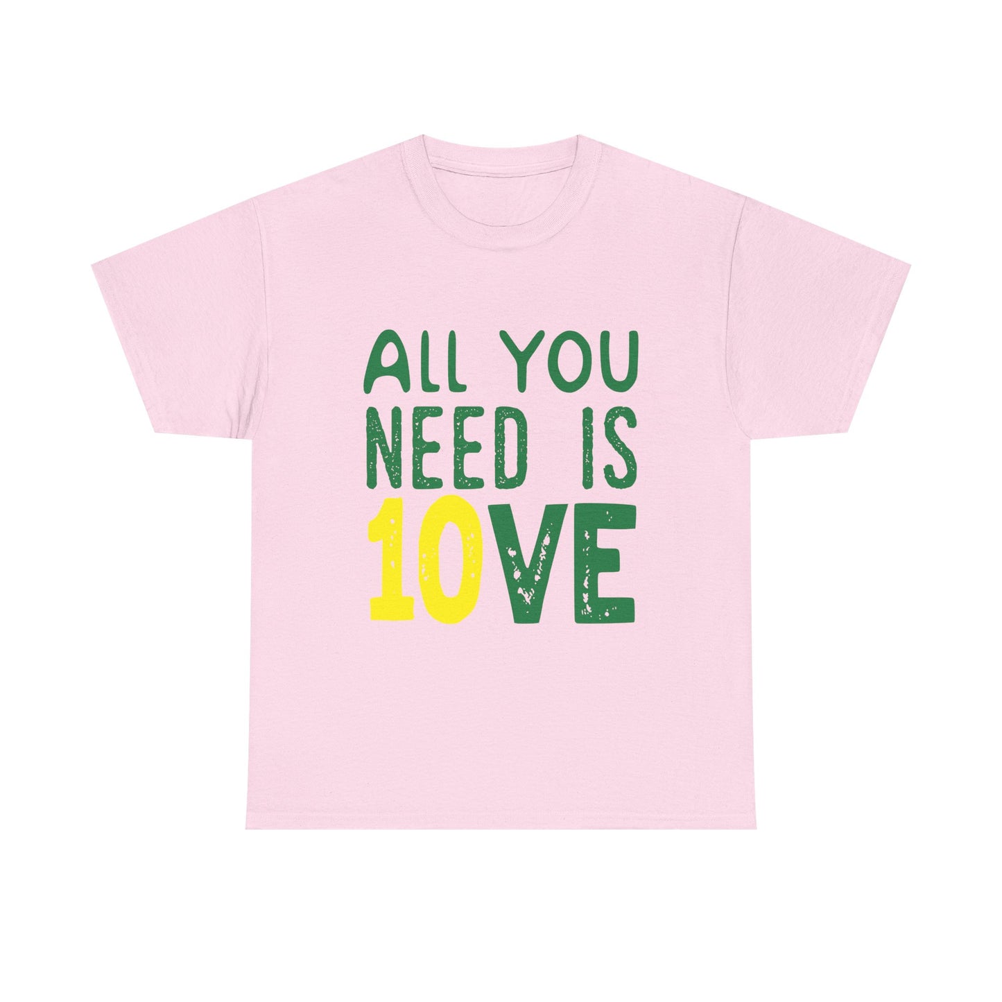 T-Shirt — "All You Need Is 10VE" Retro Green & Yellow Love Tee