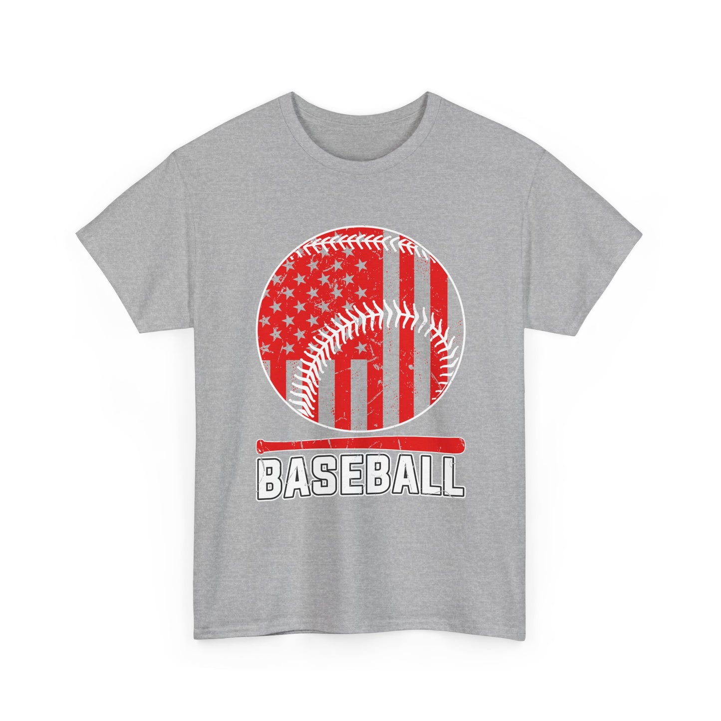 Baseball Flag Graphic Tee — Red & Black Baseball USA Design