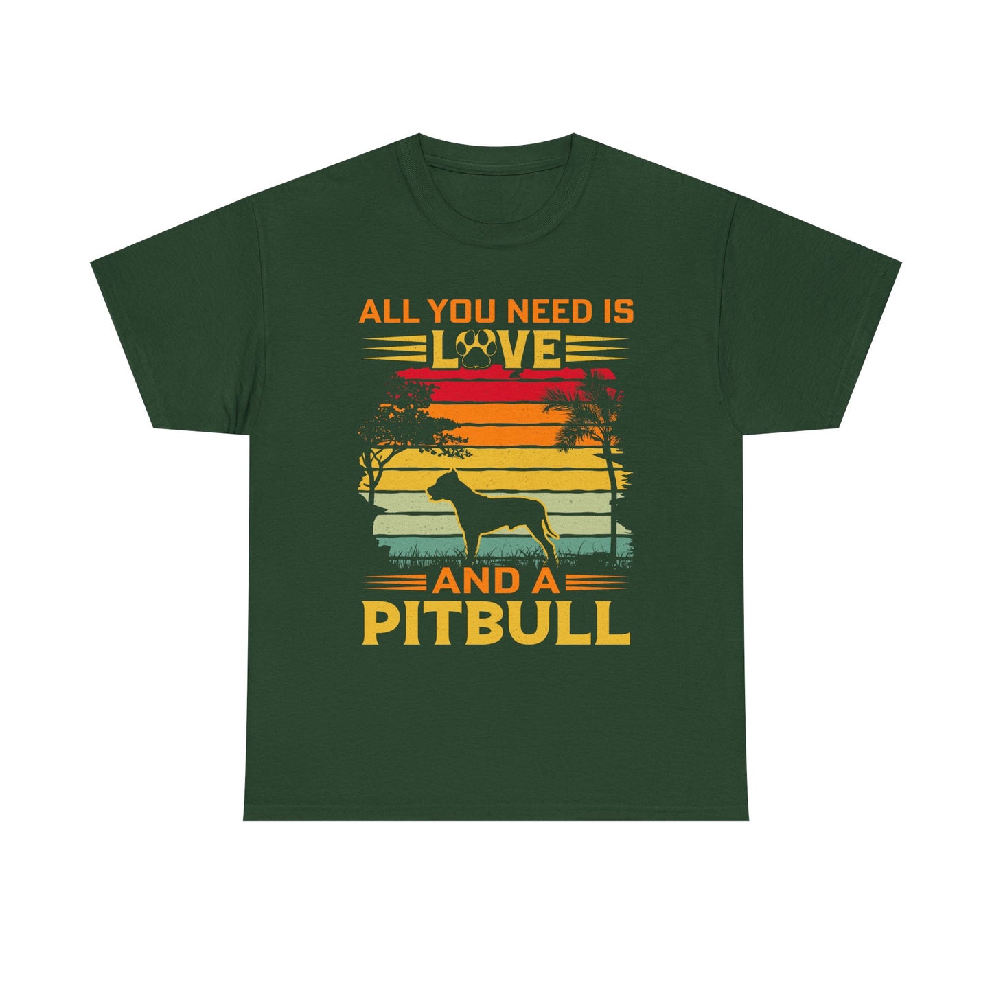 Pitbull T-Shirt – "All You Need Is Love and a Pitbull" Vintage Sunset Tee