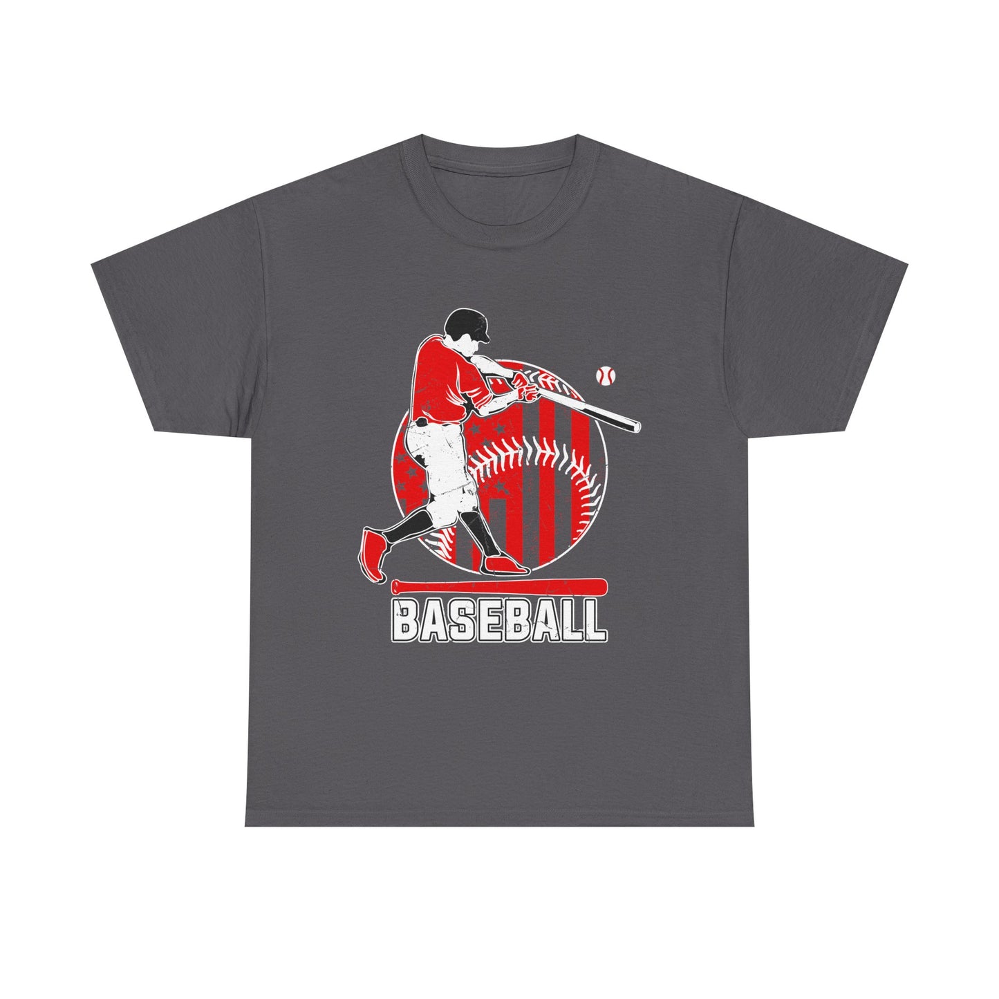 Baseball Player Graphic Tee — Vintage Red Batter Design