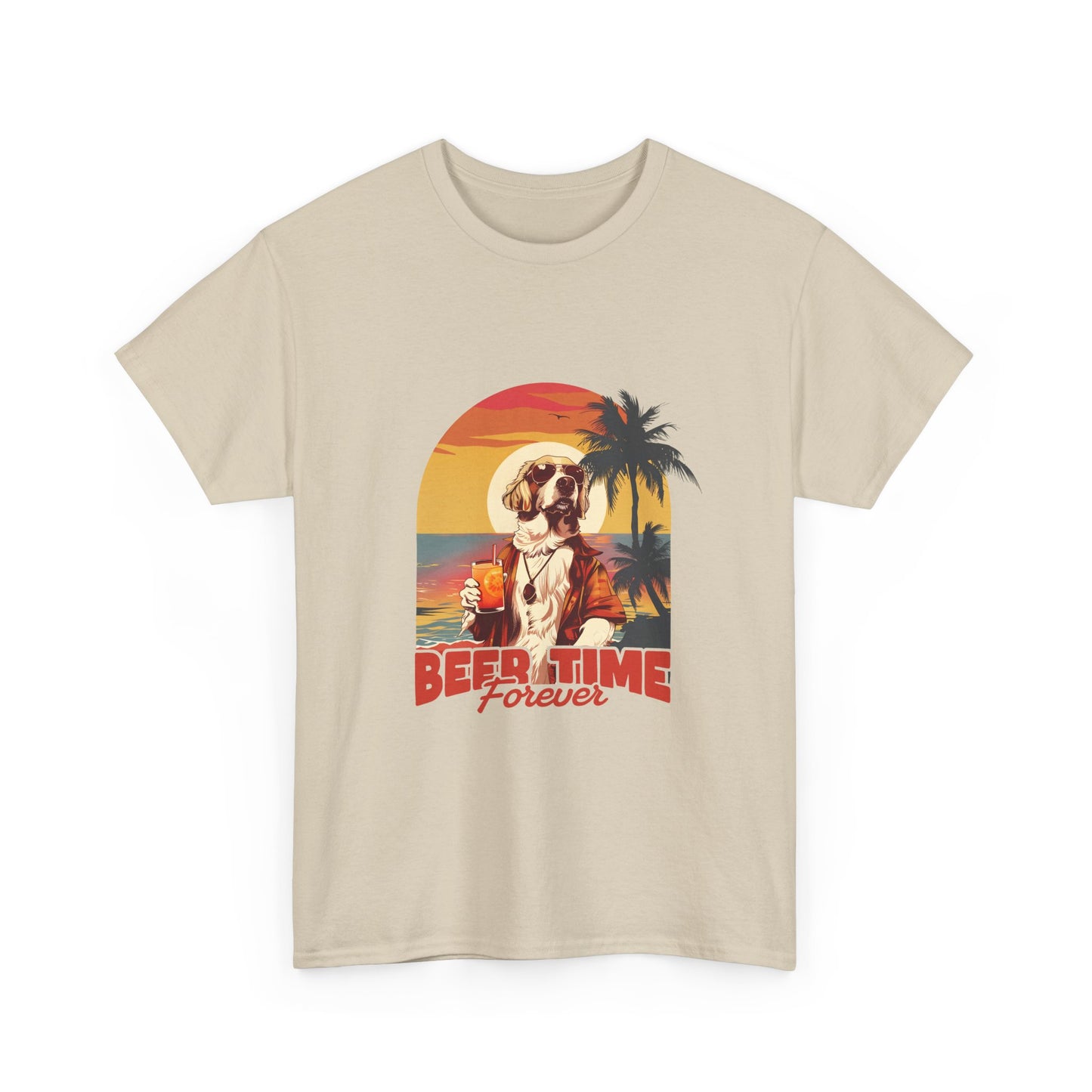 Beer Time Forever T-Shirt — Retro Beach Dog Vacation Tee
