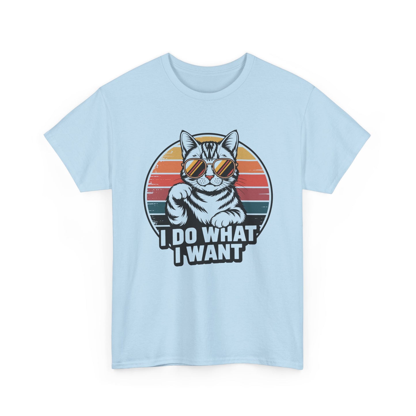 I Do What I Want Cat T-Shirt — Retro Sunglasses Vintage Stripe Graphic Tee
