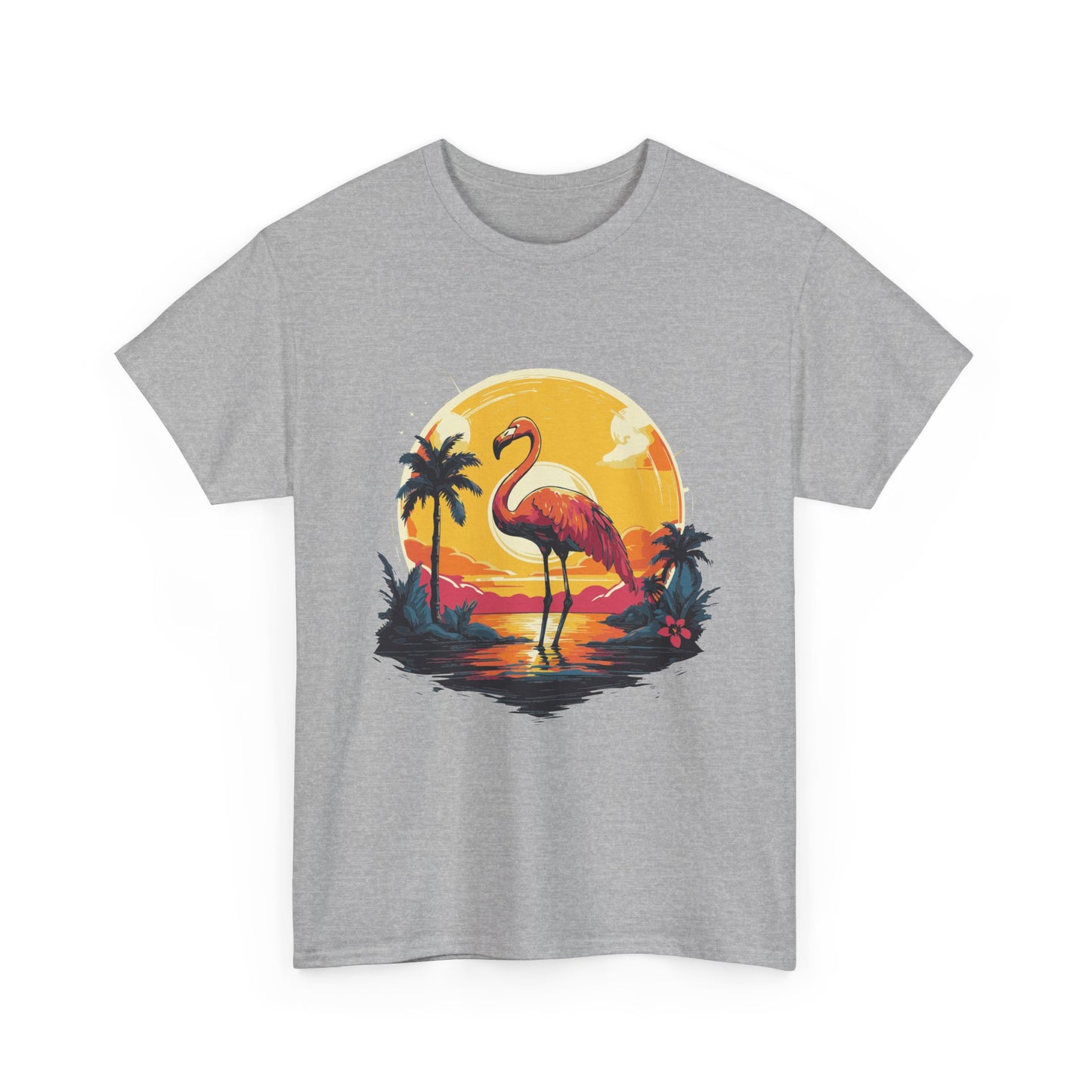 Flamingo Sunset Tee — Tropical Beach Vintage Graphic T-Shirt