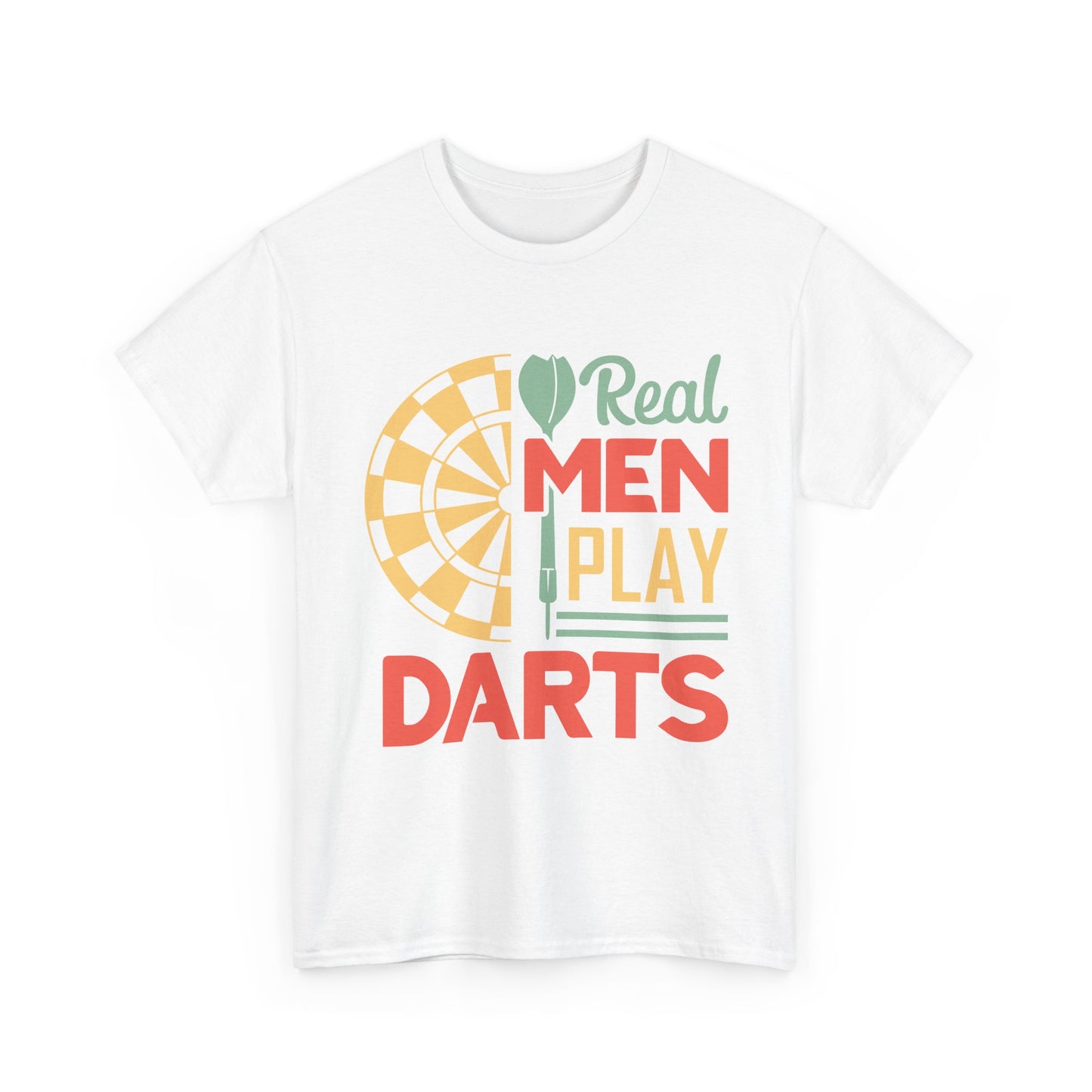 Darts T-Shirt — “Real Men Play Darts” Retro Dartboard Tee