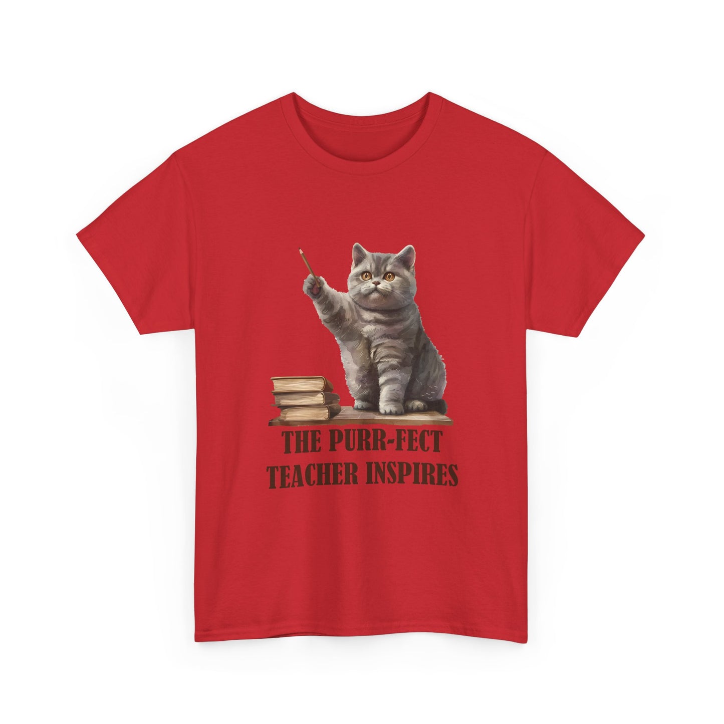 Teacher Cat T-Shirt — "The Purr-fect Teacher Inspires" Cute Gift for Educators