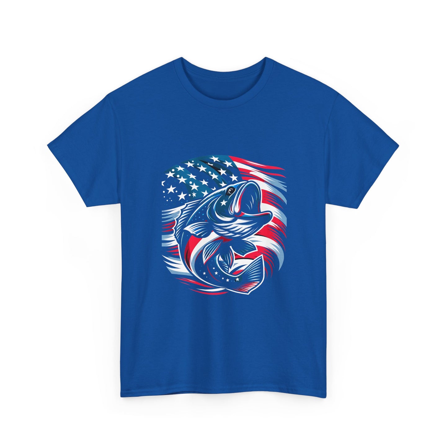 Fishing Bass T-Shirt with American Flag — Patriotic Angler Tee