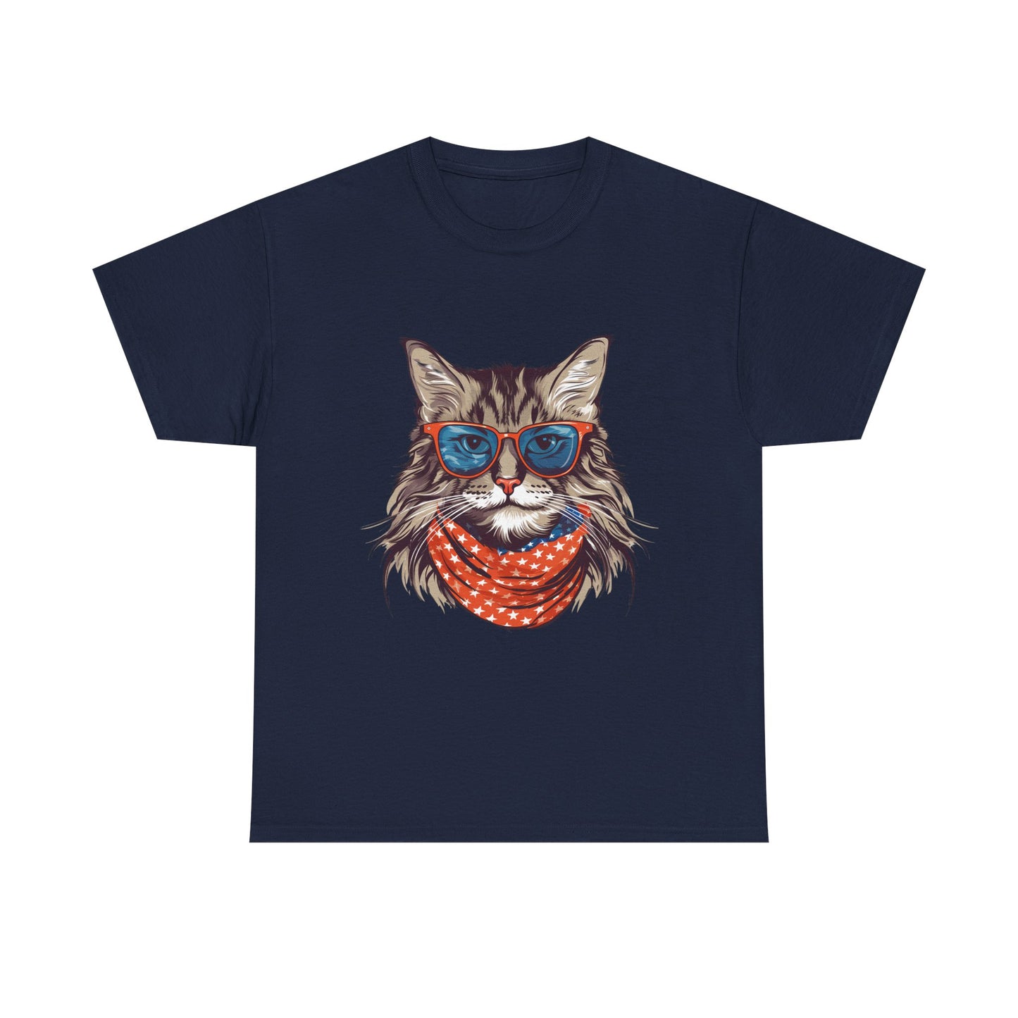 Cat with Sunglasses & Bandana T-Shirt — Cool Retro Cat Graphic Tee