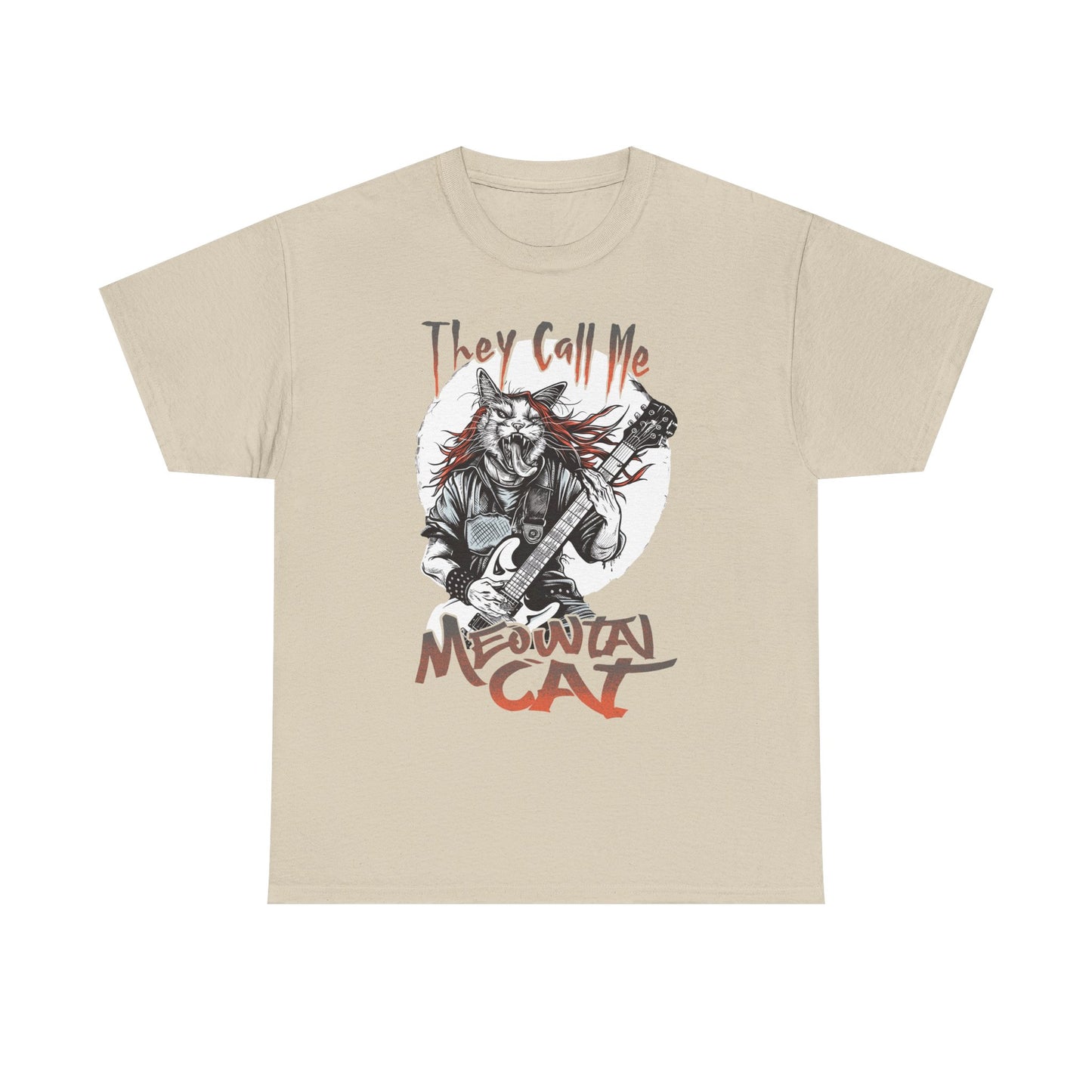 Meowtal Cat Guitar T-Shirt — "They Call Me Meowtal Cat" Rock Music Tee