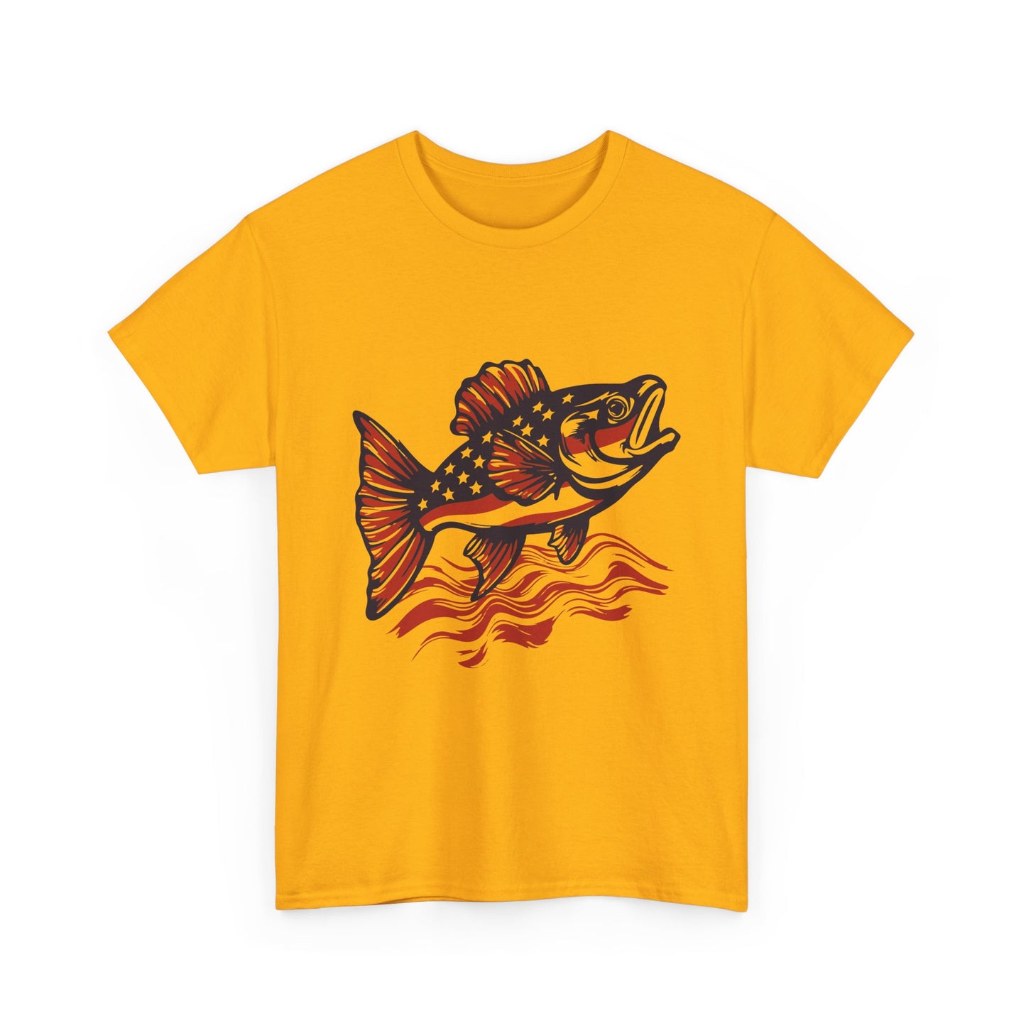 Walleye Fishing Graphic Tee – Retro Red & Black Fish Design