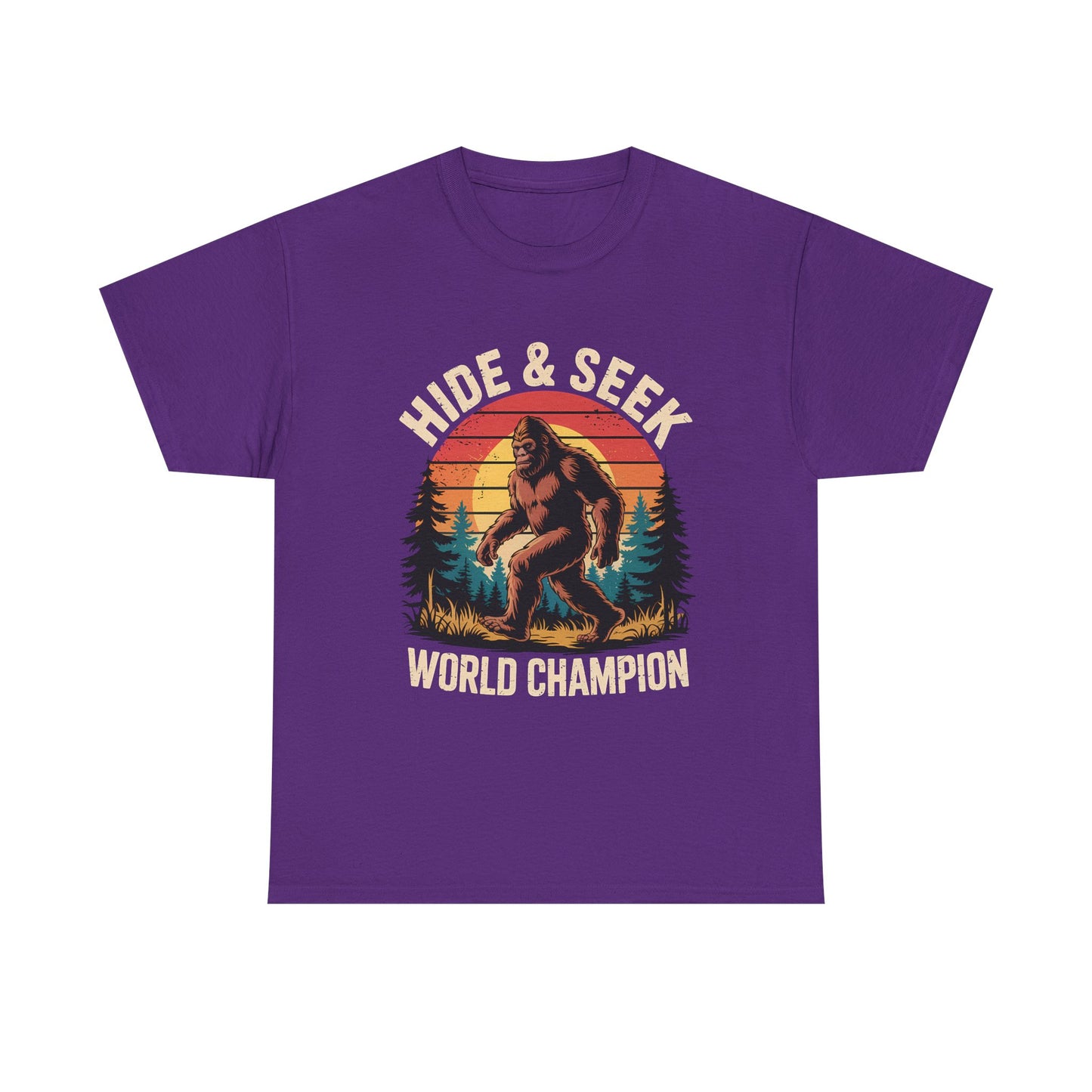 Hide & Seek World Champion T-Shirt — Funny Bigfoot Sasquatch Graphic Tee
