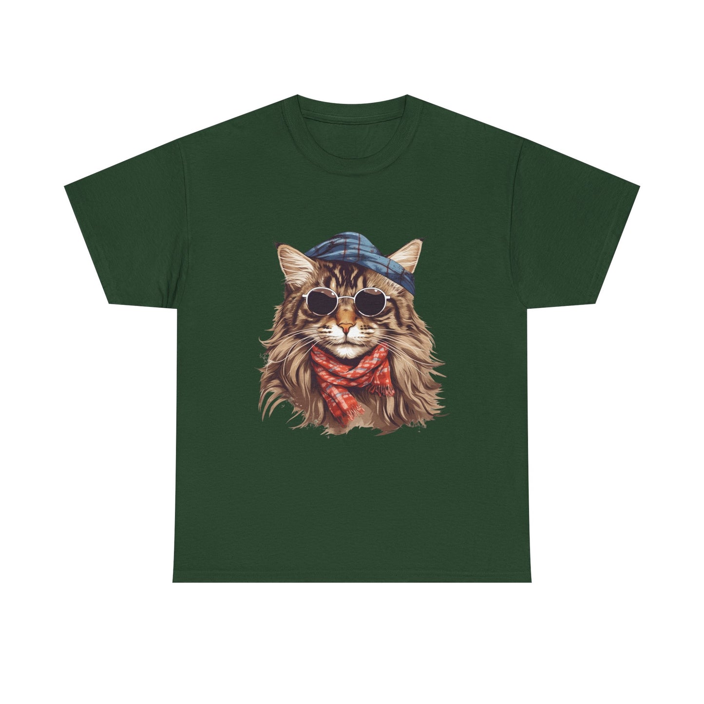 Cat Portrait Tee — Hipster Cat with Sunglasses & Bandana Graphic T-Shirt