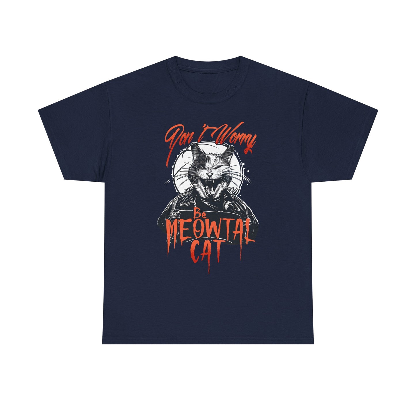 Meowtal Cat T-Shirt — 'Don't Worry' Gothic Cat Graphic Tee
