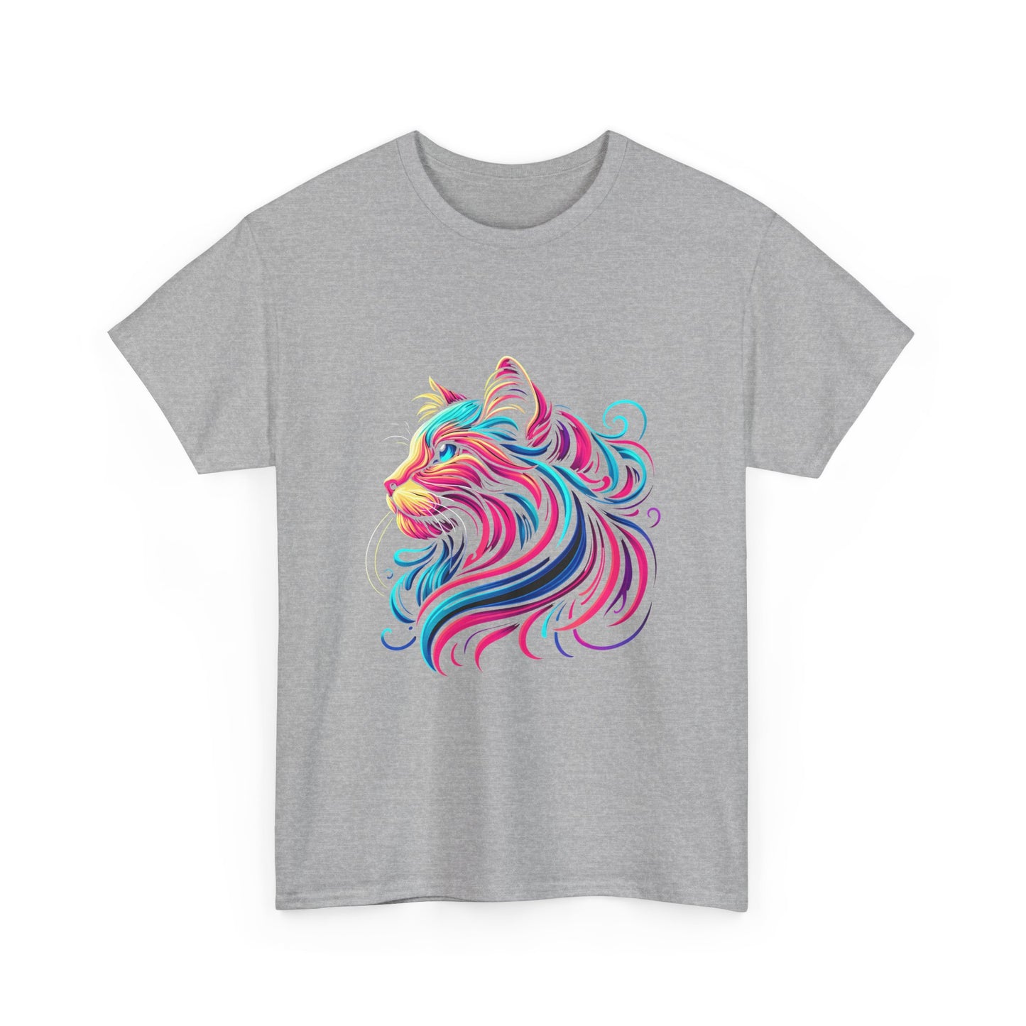 Colorful Cat Portrait T-Shirt — Vibrant Whimsical Feline Tee