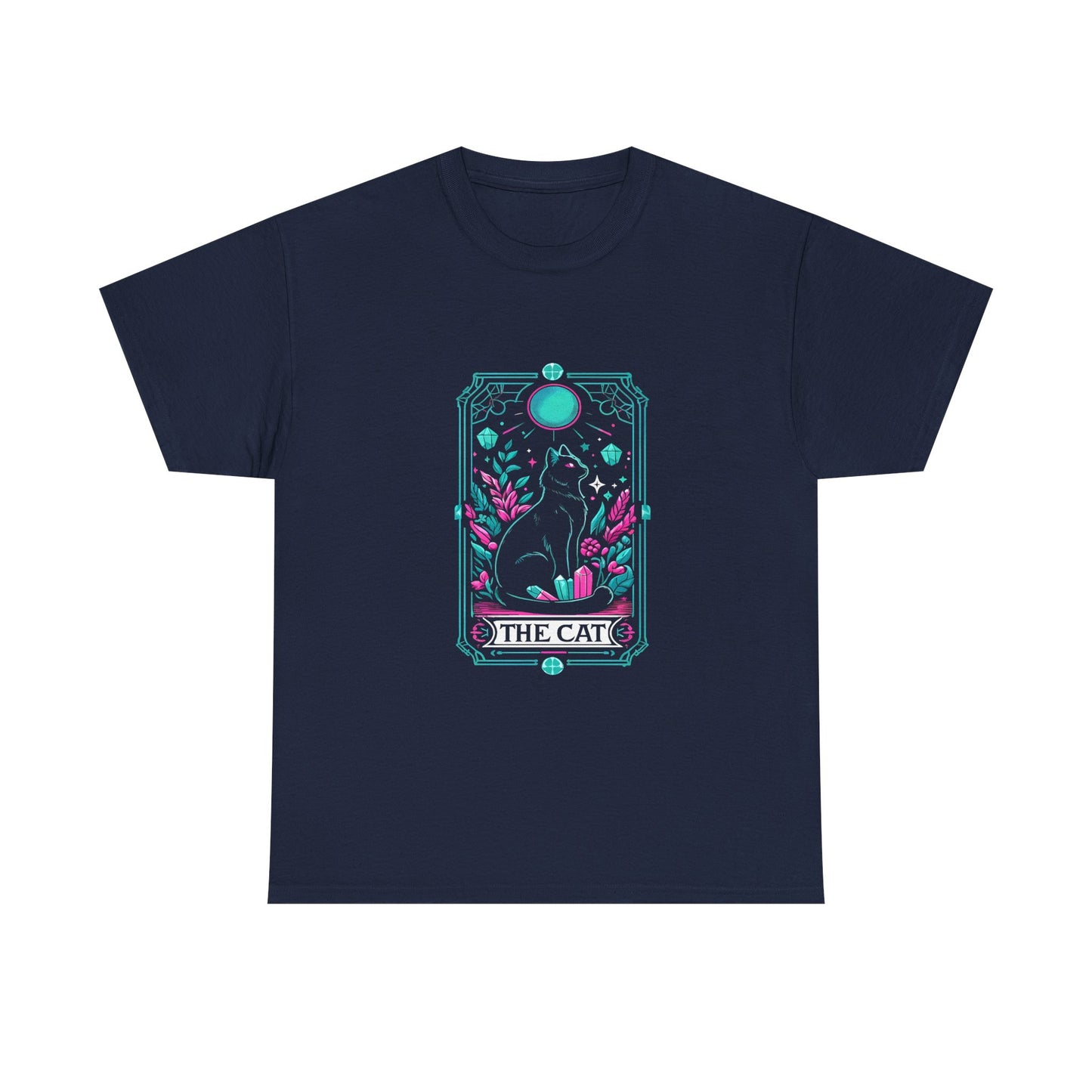 Cat Tarot T-Shirt — "The Cat" Mystical Black Tee
