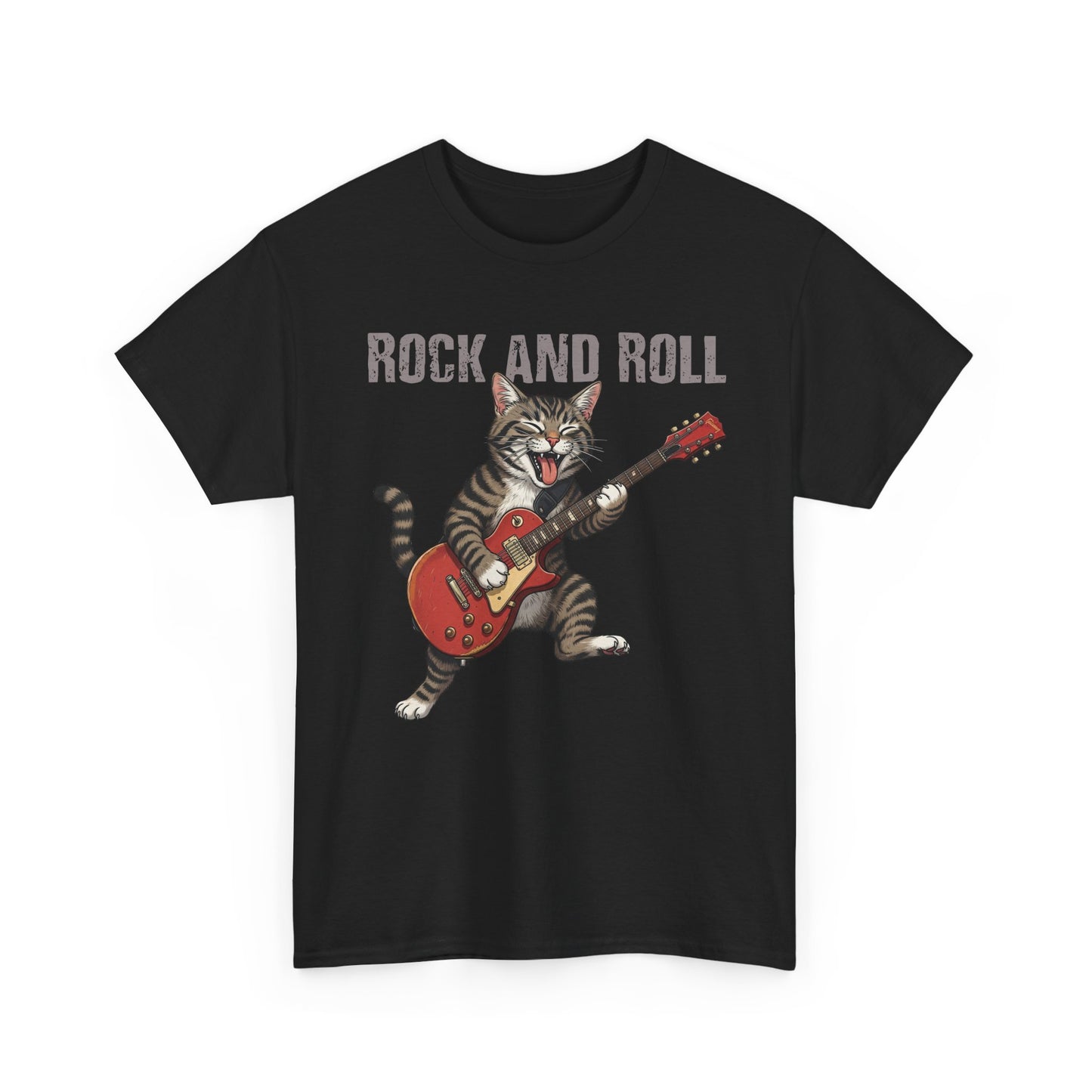 Rock and Roll Cat T-Shirt — Vintage Guitar Kitty Graphic Tee