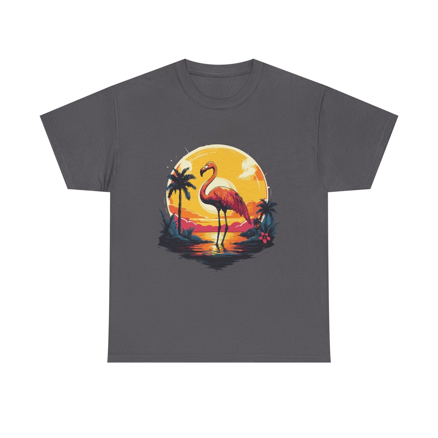 Flamingo Sunset Tee — Tropical Beach Vintage Graphic T-Shirt