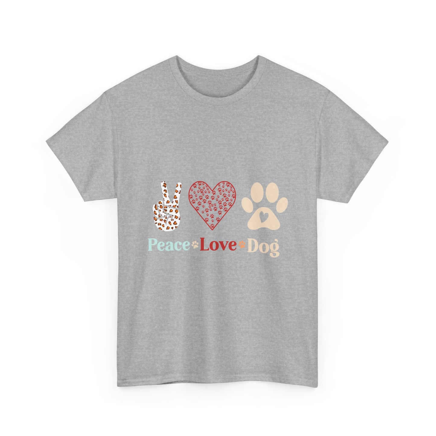 Peace Love Dog T-Shirt - Paw Print & Peace Sign Graphic Tee for Dog Lovers