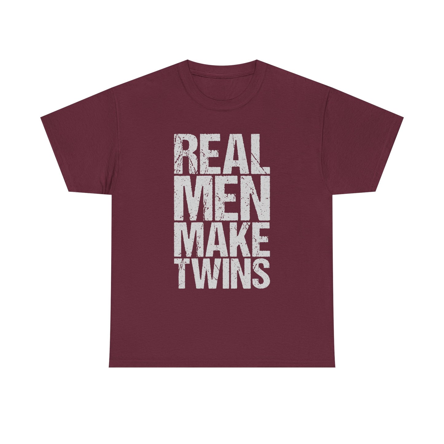T-Shirt — "Real Men Make Twins" Graphic Tee, Fatherhood Announcement Gift