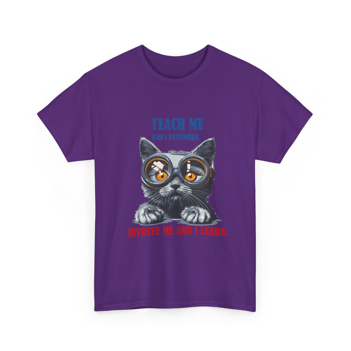 Cat Teacher T‑Shirt — “Teach Me and I Remember, Involve Me and I Learn” Educational Cat Tee