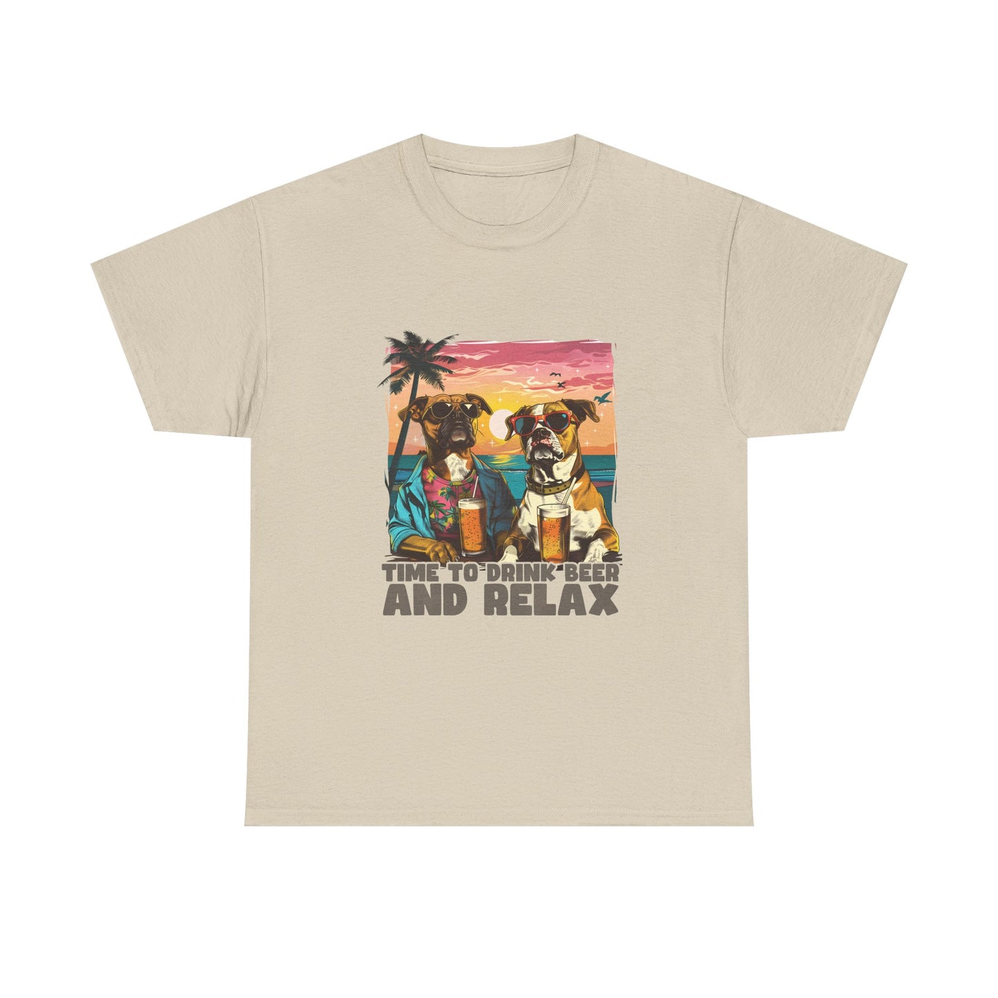Time to Drink Beer and Relax T-Shirt — Retro Beach Dogs Design