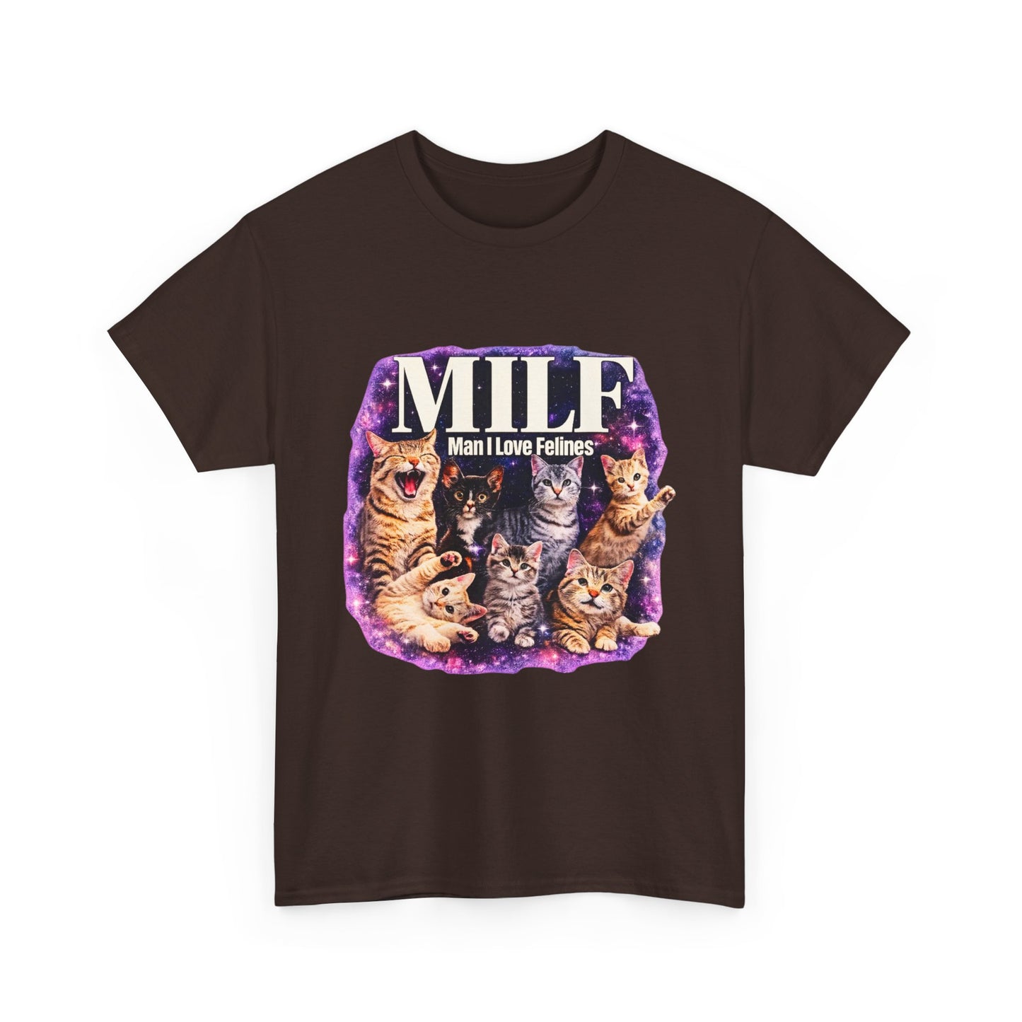 Cat Lover Tee — "MILE: Man I Love Felines" Graphic T-Shirt