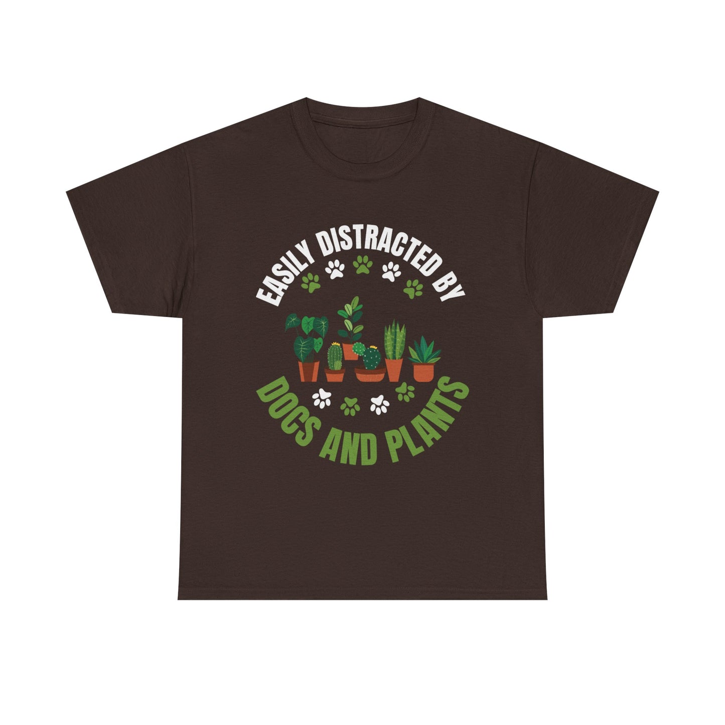 T‑Shirt — "Easily Distracted by Dogs and Plants" Graphic Tee for Dog Lovers & Plant Parents