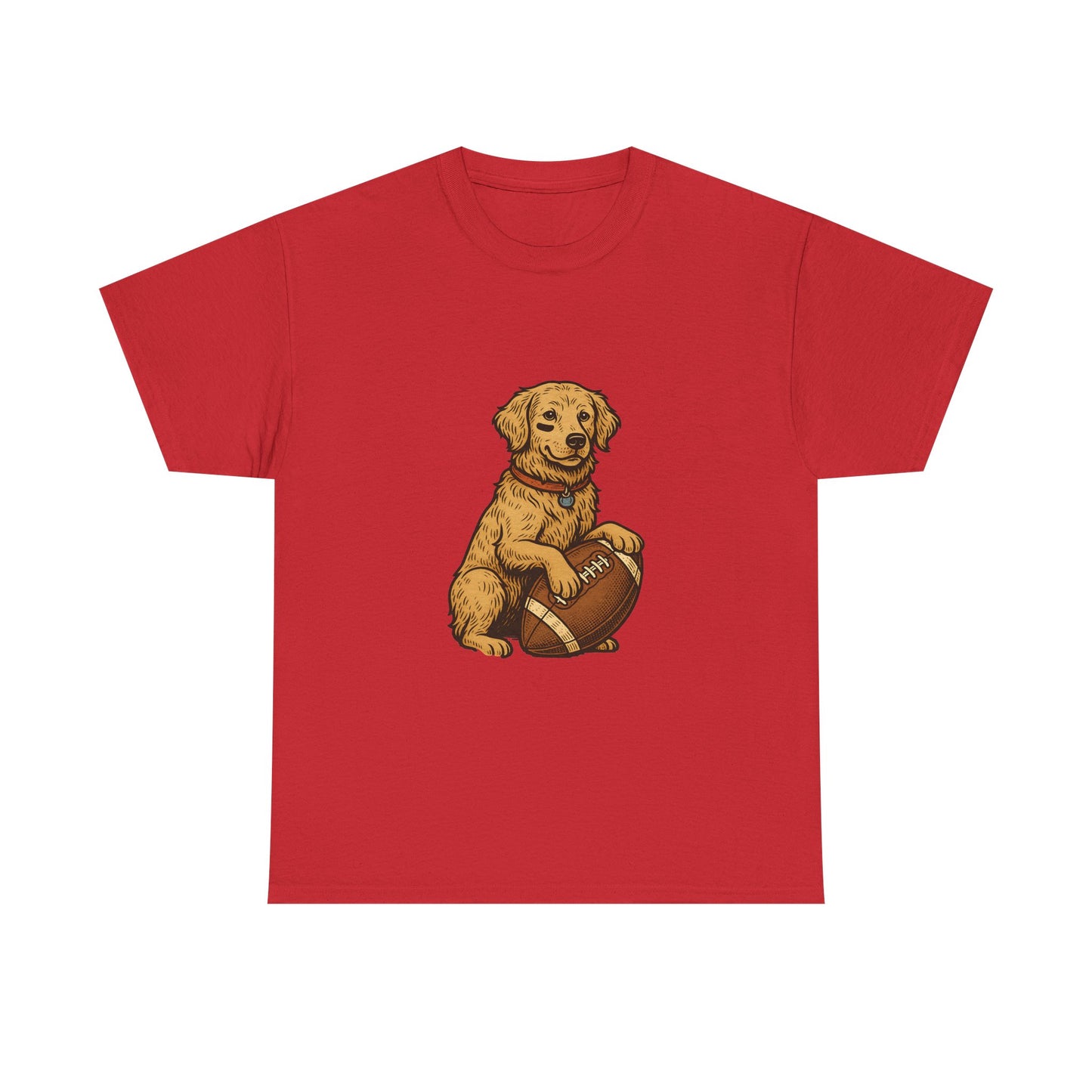 Golden Retriever Puppy Football Tee — Cute Dog with Football Graphic T-Shirt