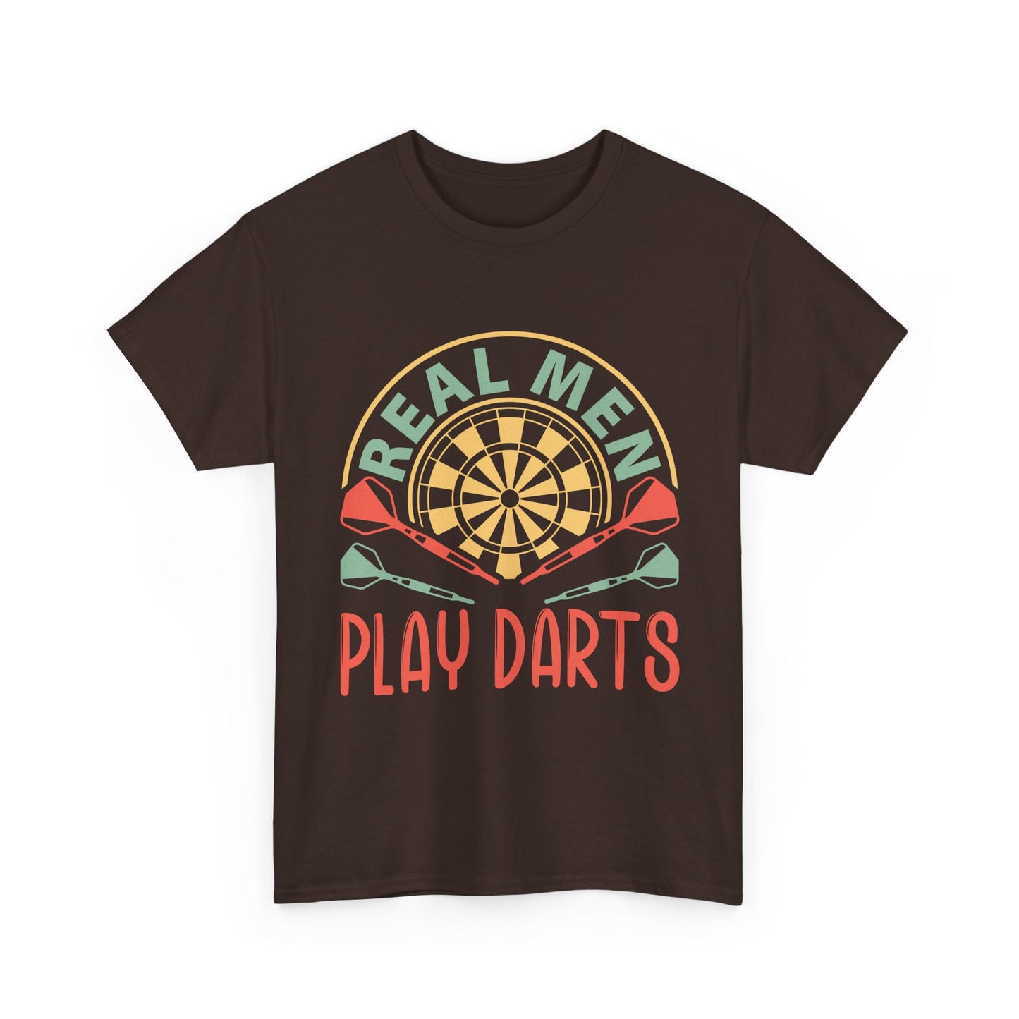Darts T-Shirt — “Real Men Play Darts” Retro Dartboard Tee