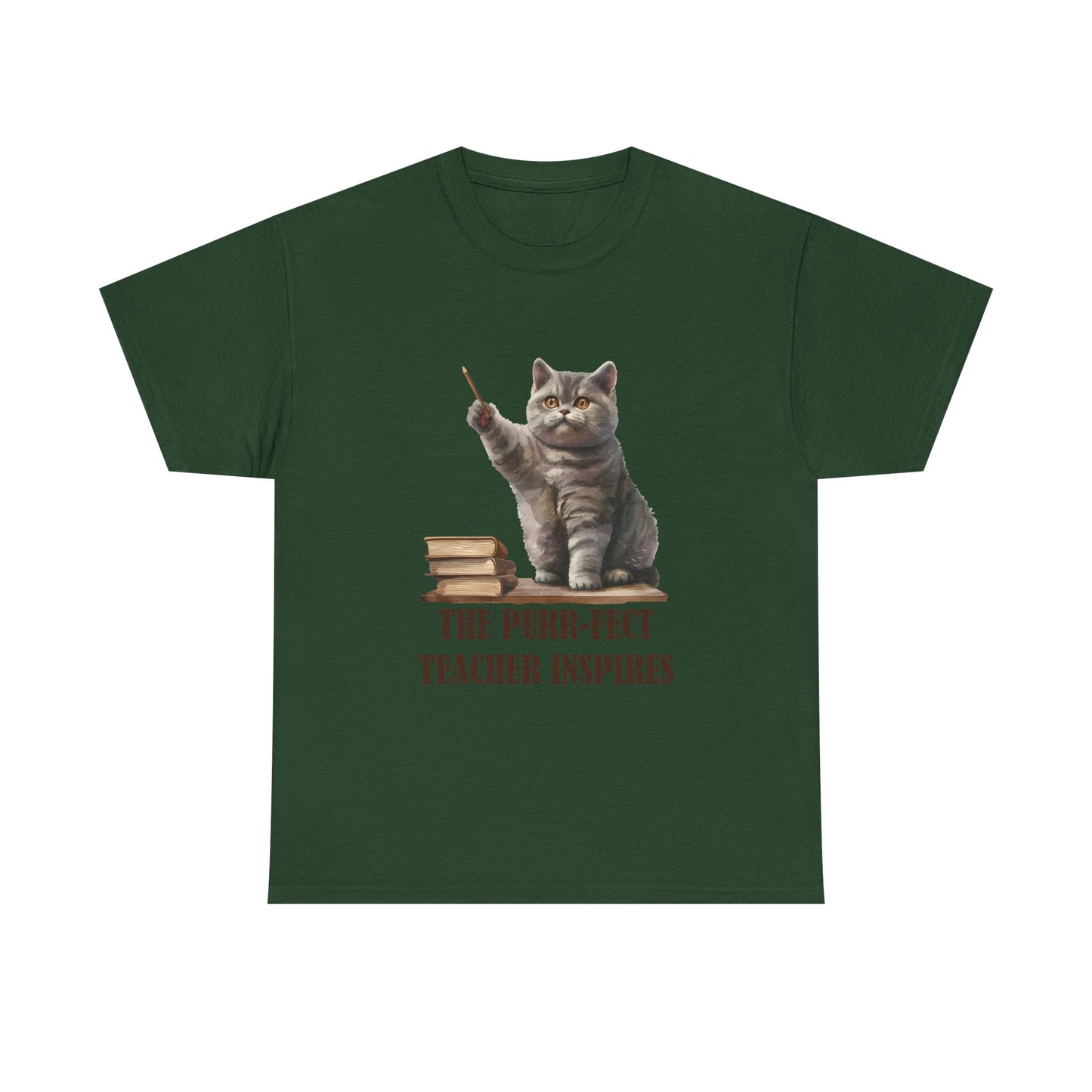 Teacher Cat T-Shirt — "The Purr-fect Teacher Inspires" Cute Gift for Educators