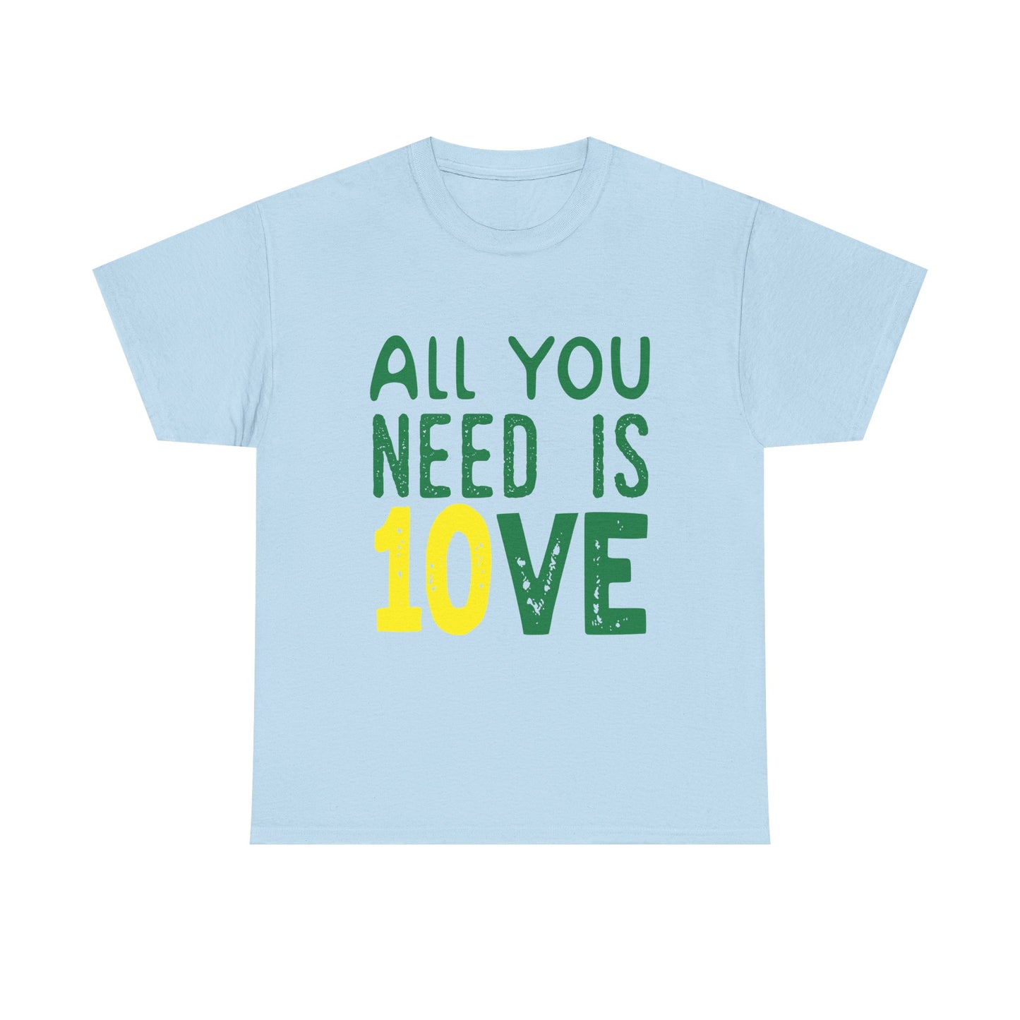 T-Shirt — "All You Need Is 10VE" Retro Green & Yellow Love Tee