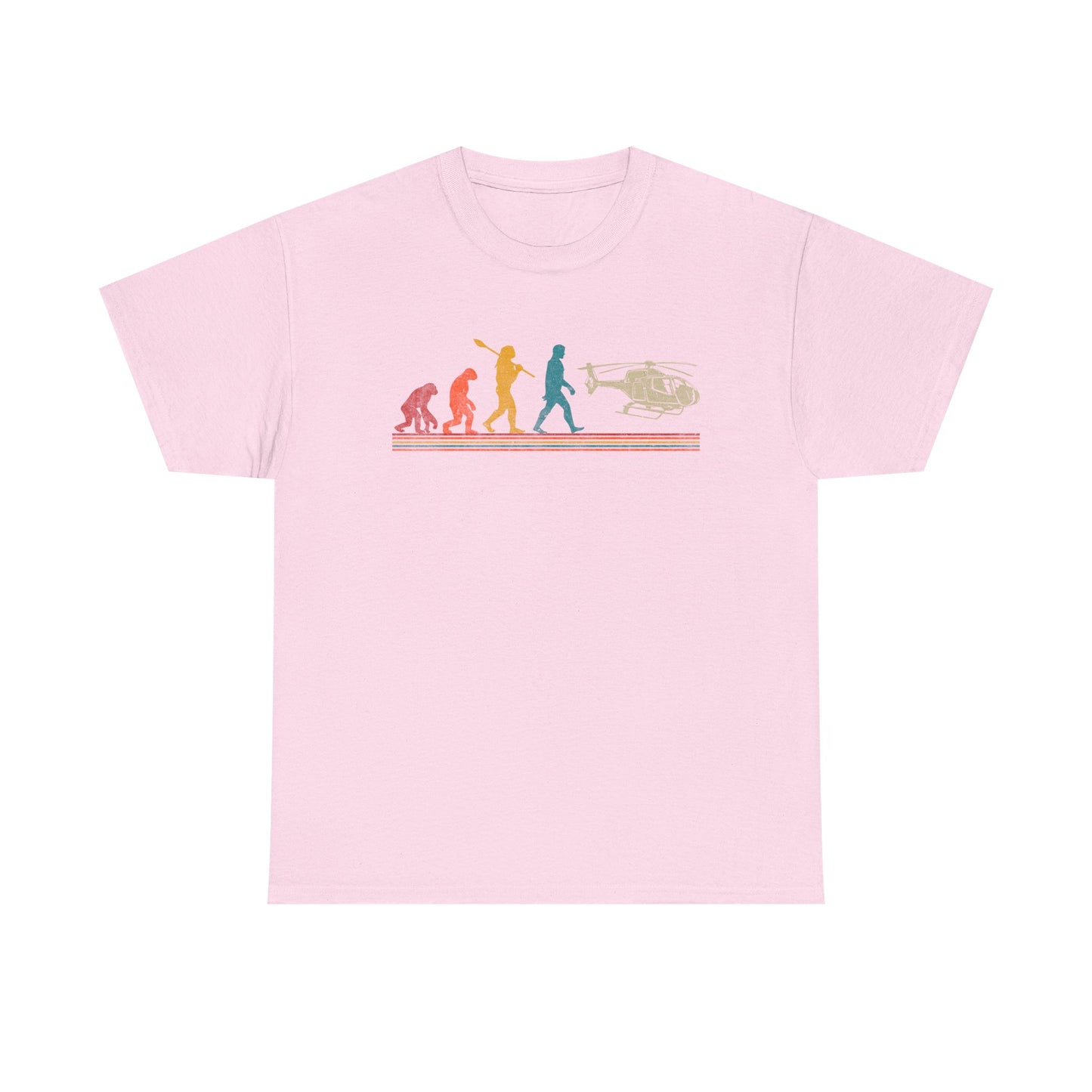 T-Shirt - Evolution of Man to Helicopter Vintage Graphic Tee