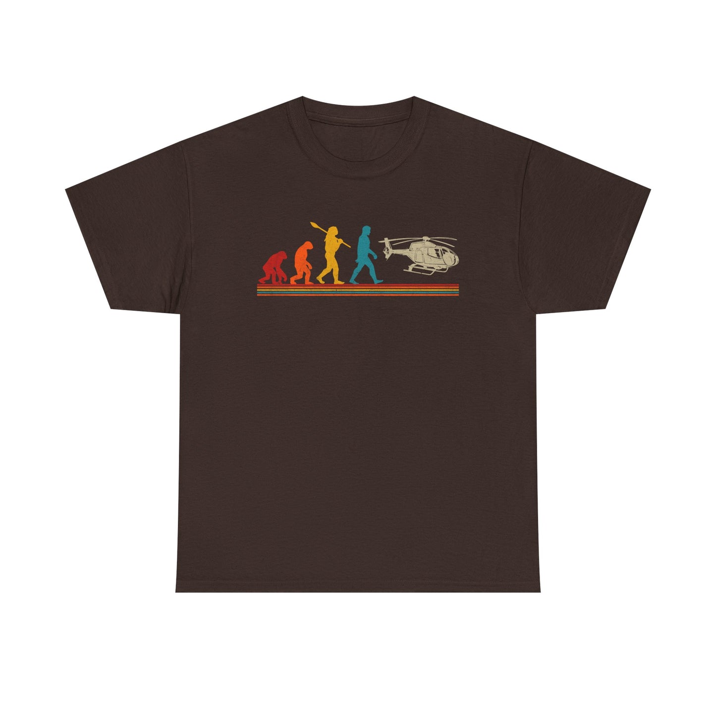 T-Shirt - Evolution of Man to Helicopter Vintage Graphic Tee