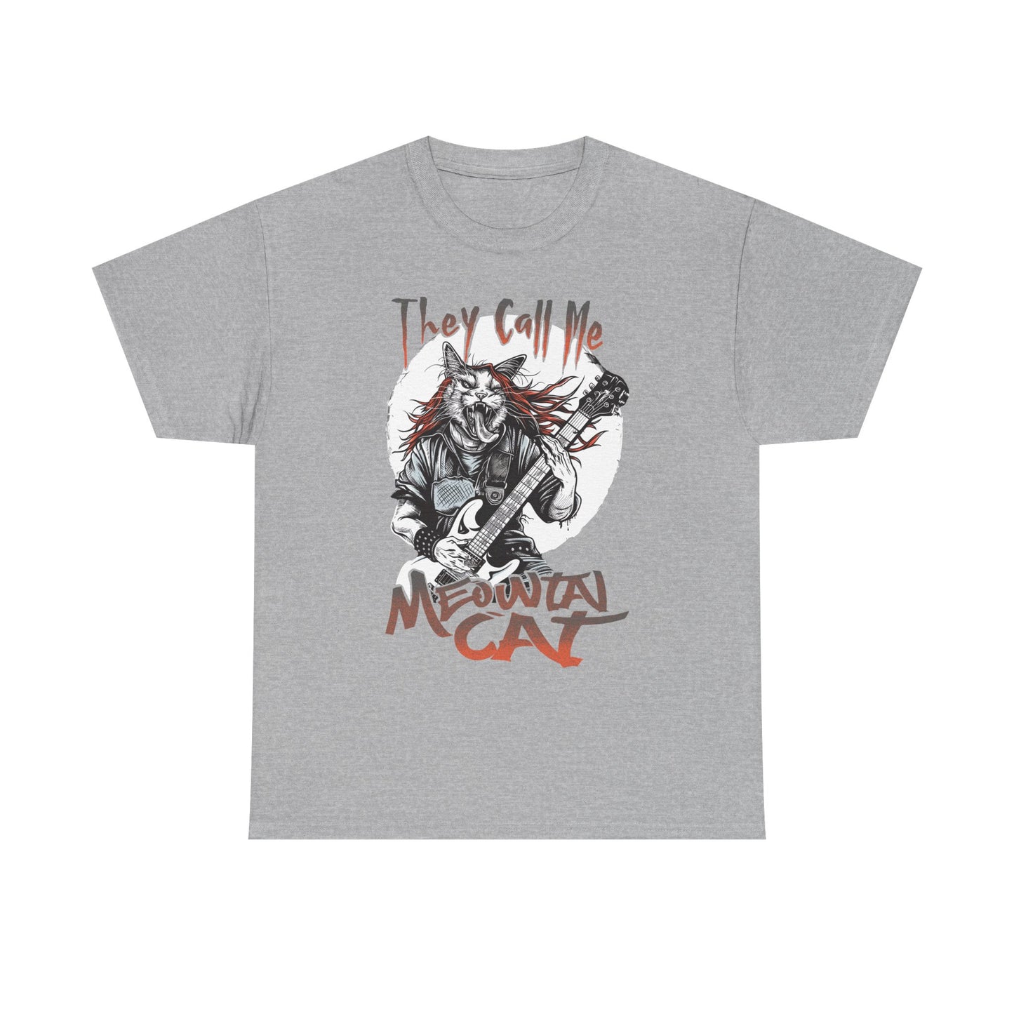 Meowtal Cat Guitar T-Shirt — "They Call Me Meowtal Cat" Rock Music Tee