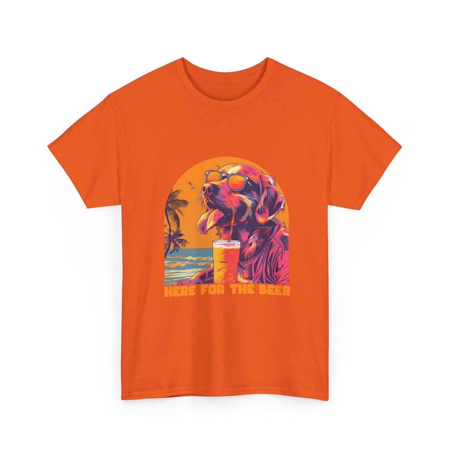 Here For The Beer T-Shirt — Retro Flamingo Beach Tee