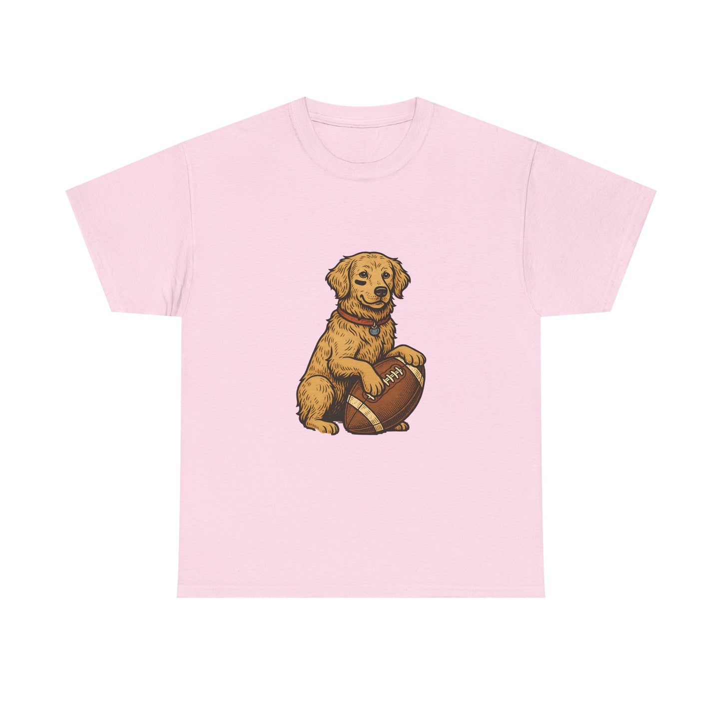 Golden Retriever Puppy Football Tee — Cute Dog with Football Graphic T-Shirt