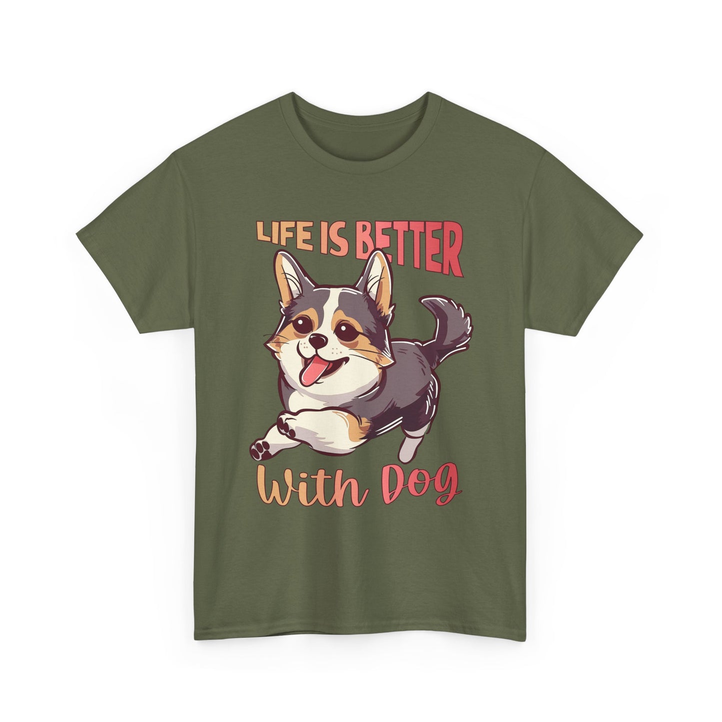 Life Is Better With Dog T-Shirt — Cute Corgi Graphic Tee for Dog Lovers